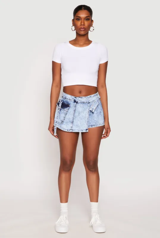 VIP Acid Wash Denim Cargo Skort sold by Rainbow