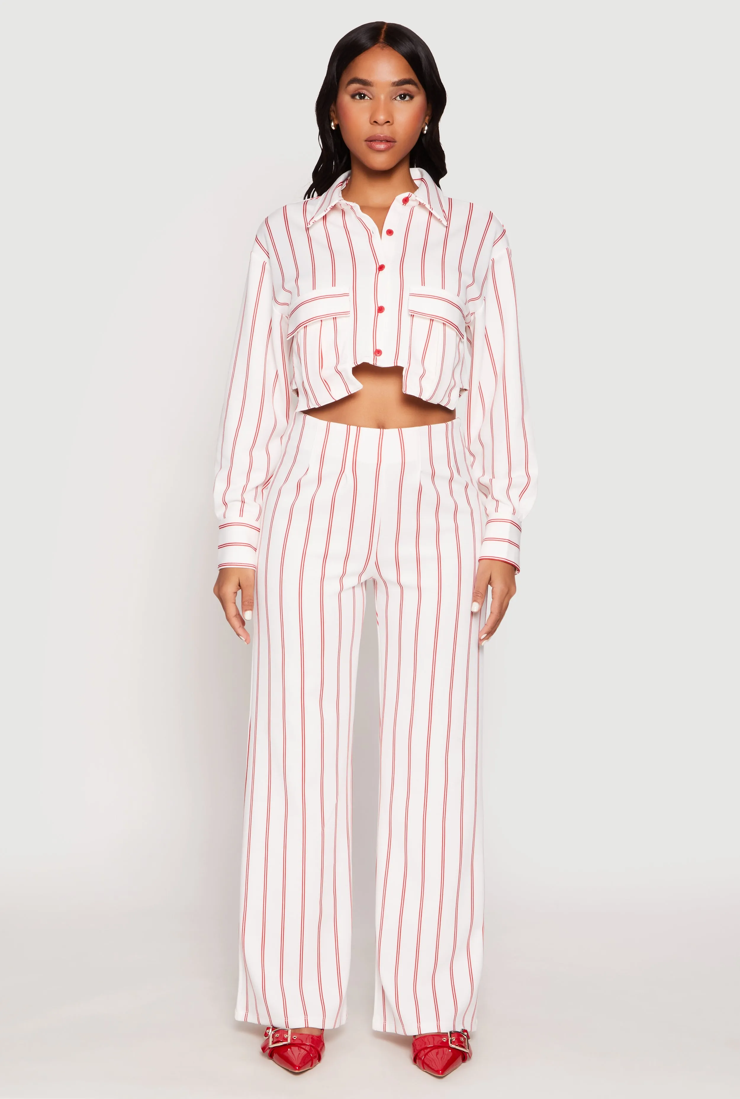 Striped High Waisted Dress Pants sold by Rainbow