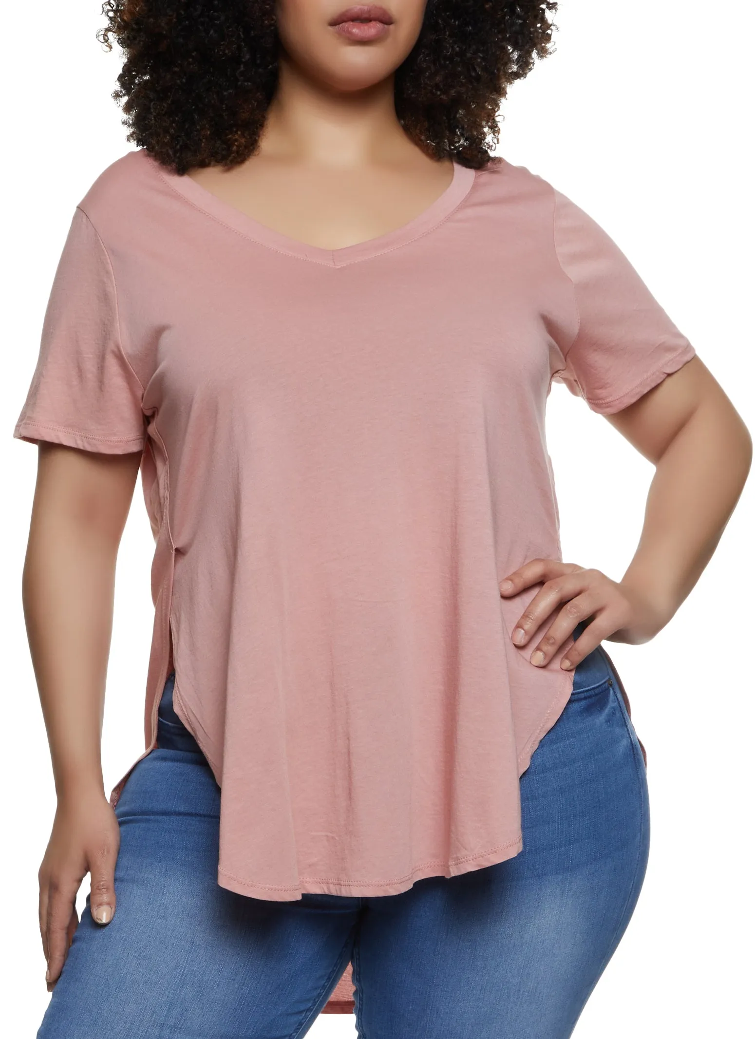 Plus Size Oversized High Low Tee sold by Rainbow