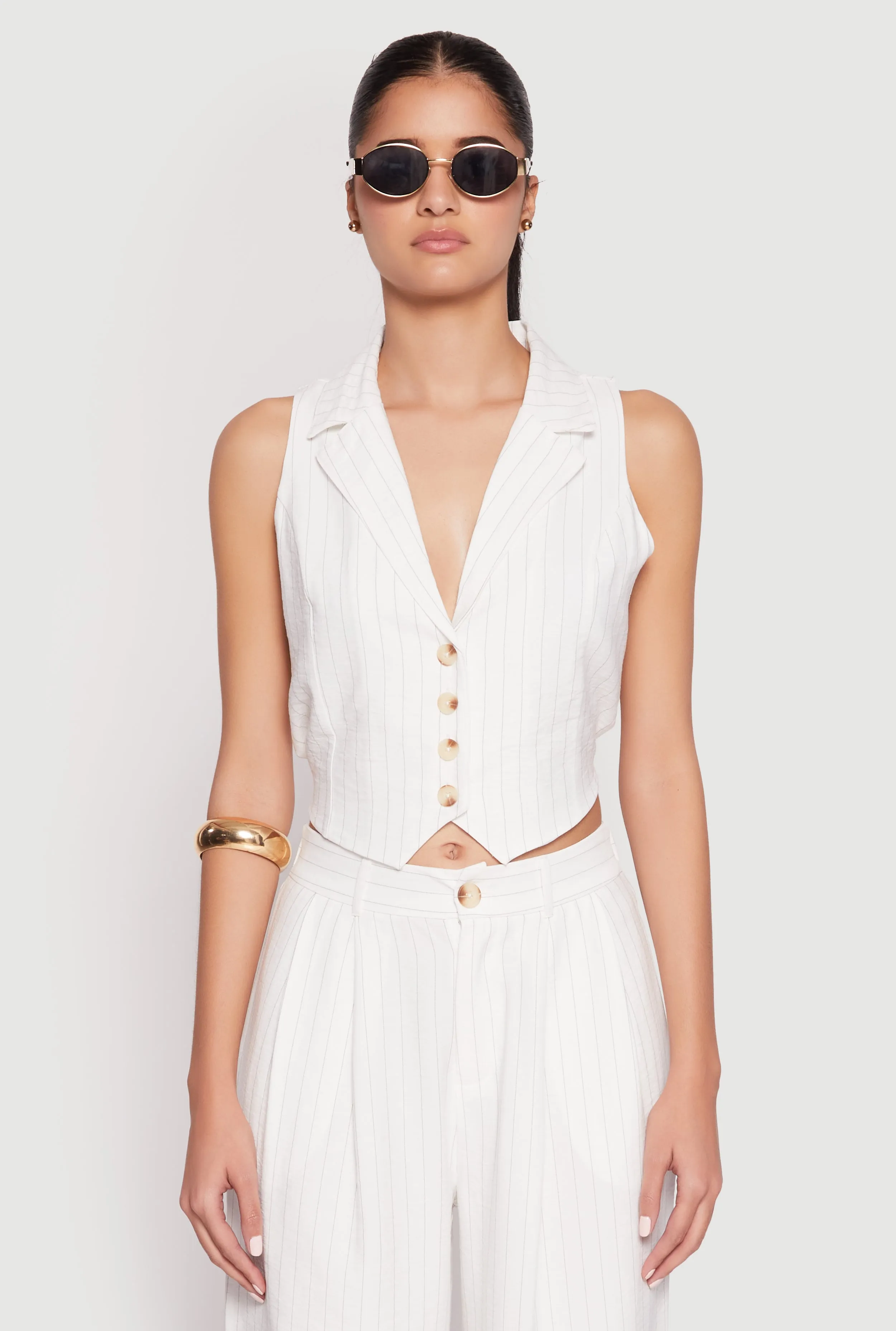 Pinstripe Tie Back Blazer Vest sold by Rainbow