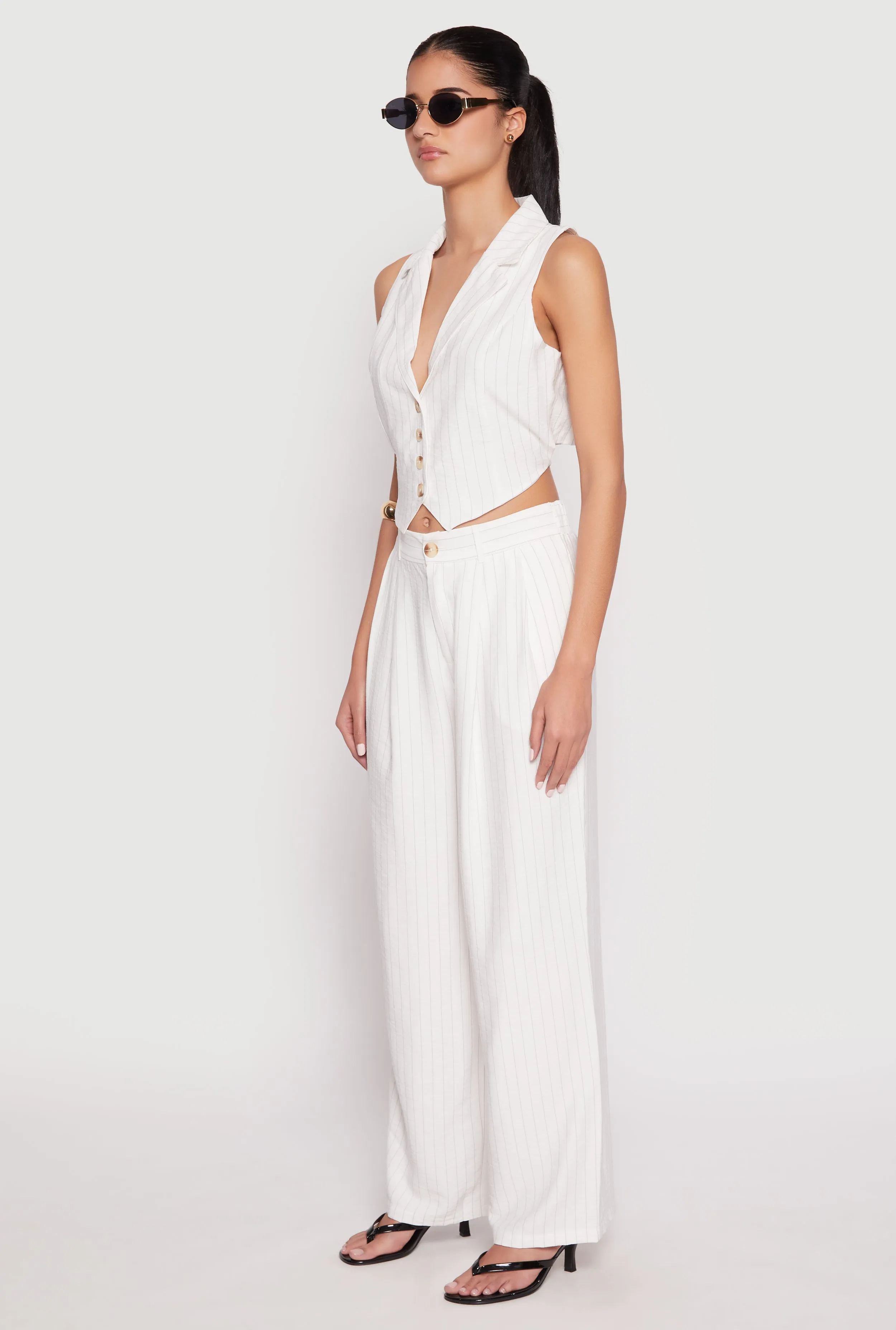 Pinstripe Tie Back Blazer Vest sold by Rainbow product image thumbnail 3