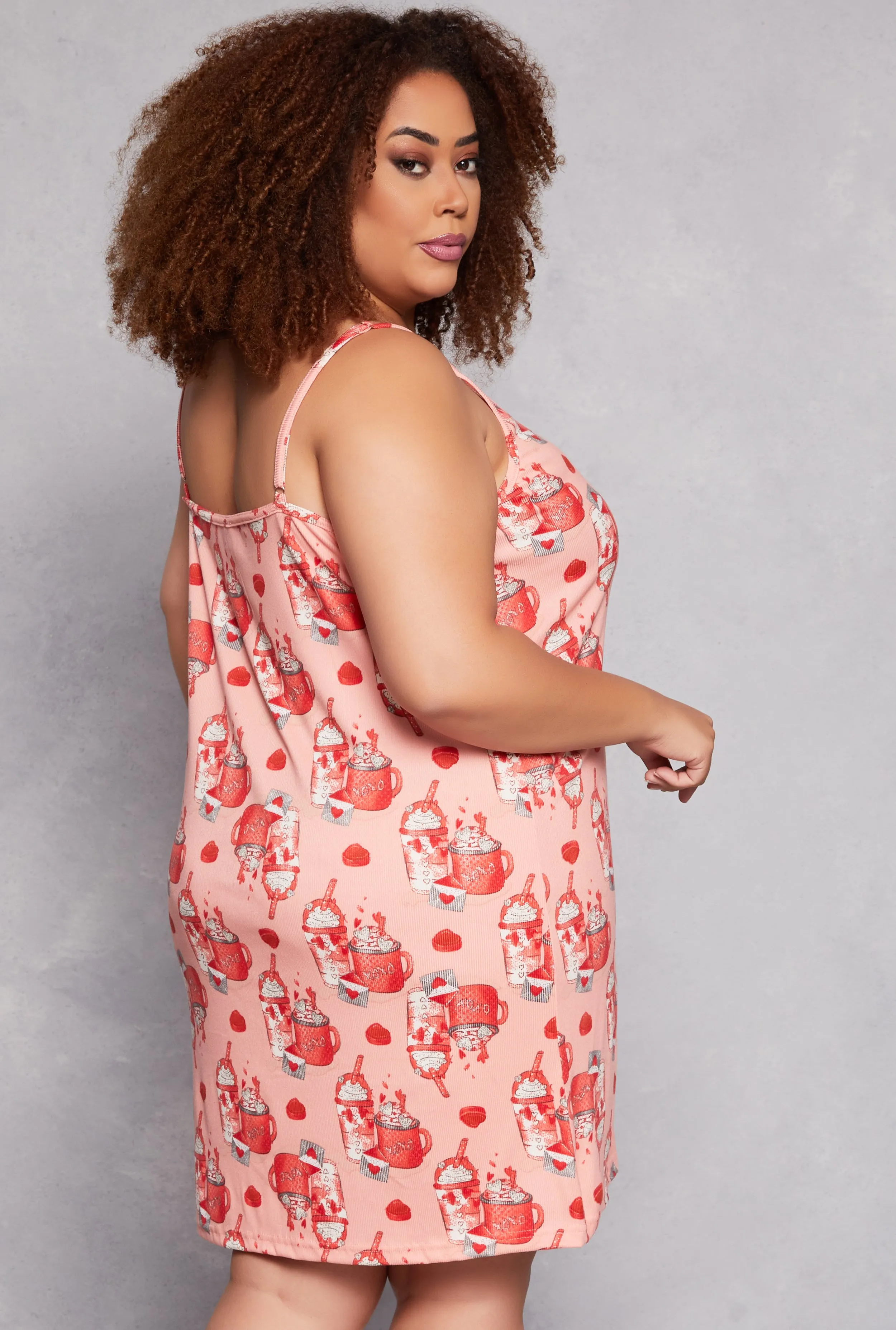 Plus Size Milkshake Print Cami Nightgown with Robe sold by Rainbow product image thumbnail 5