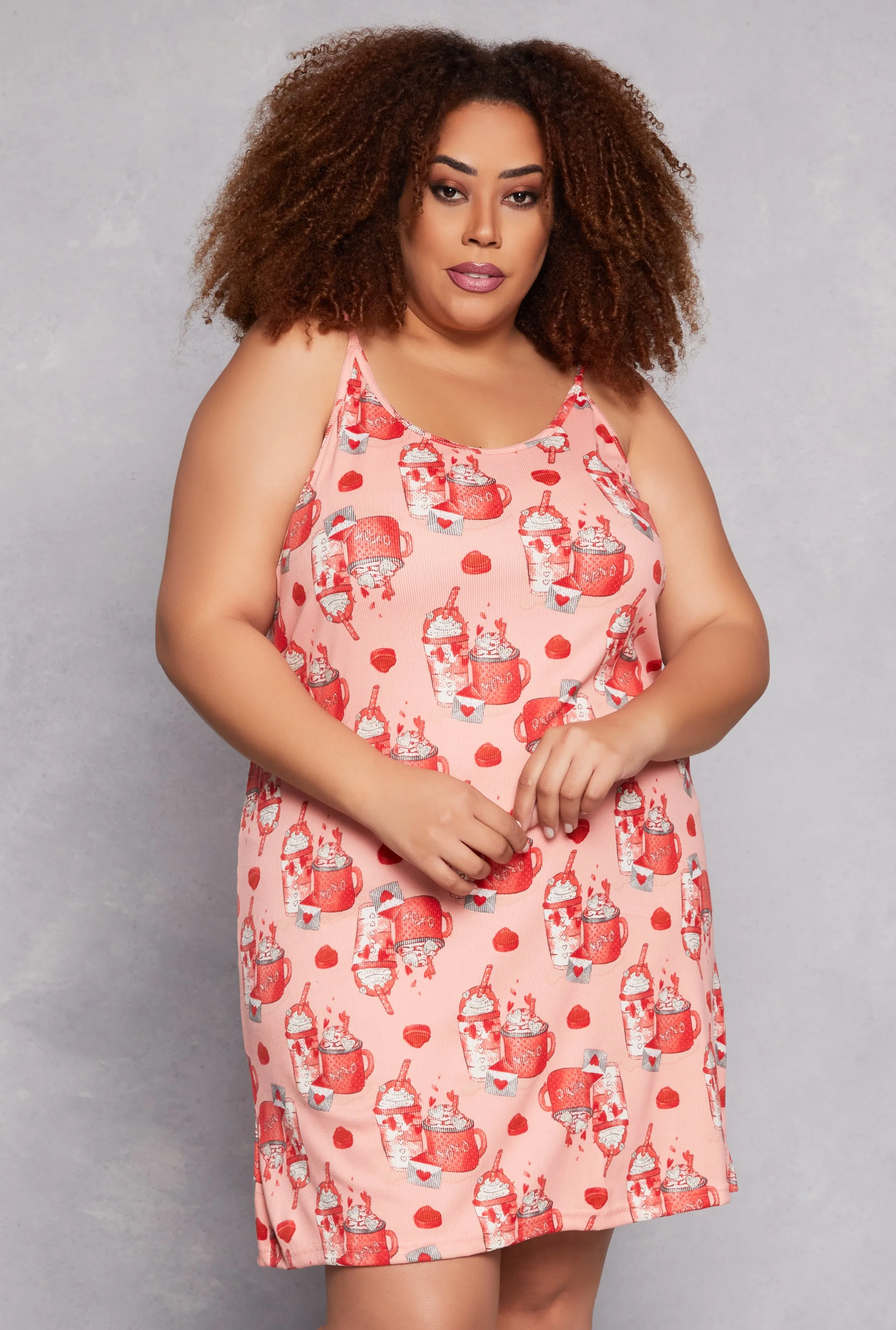 Plus Size Milkshake Print Cami Nightgown with Robe sold by Rainbow product image thumbnail 3