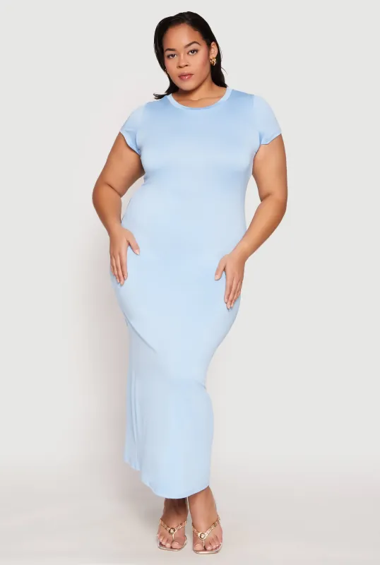 Plus Size Slit Back Maxi Dress sold by Rainbow
