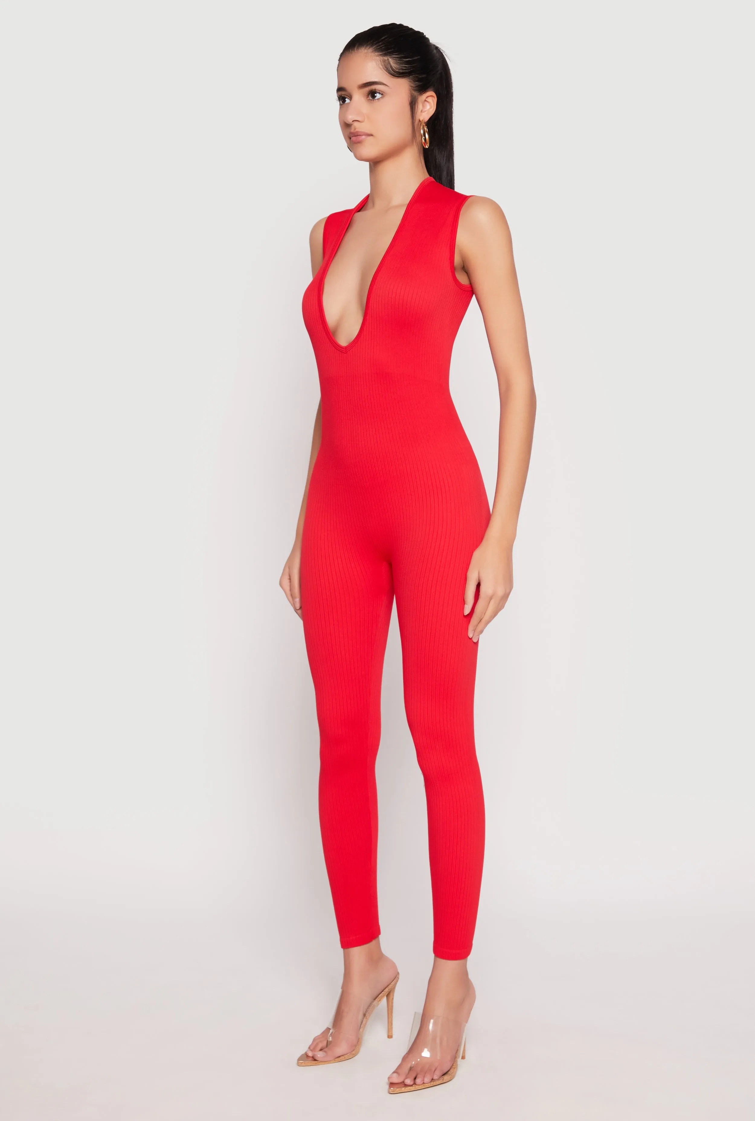 Daisy Seamless Rib Knit Plunge Catsuit sold by Rainbow product image thumbnail 2