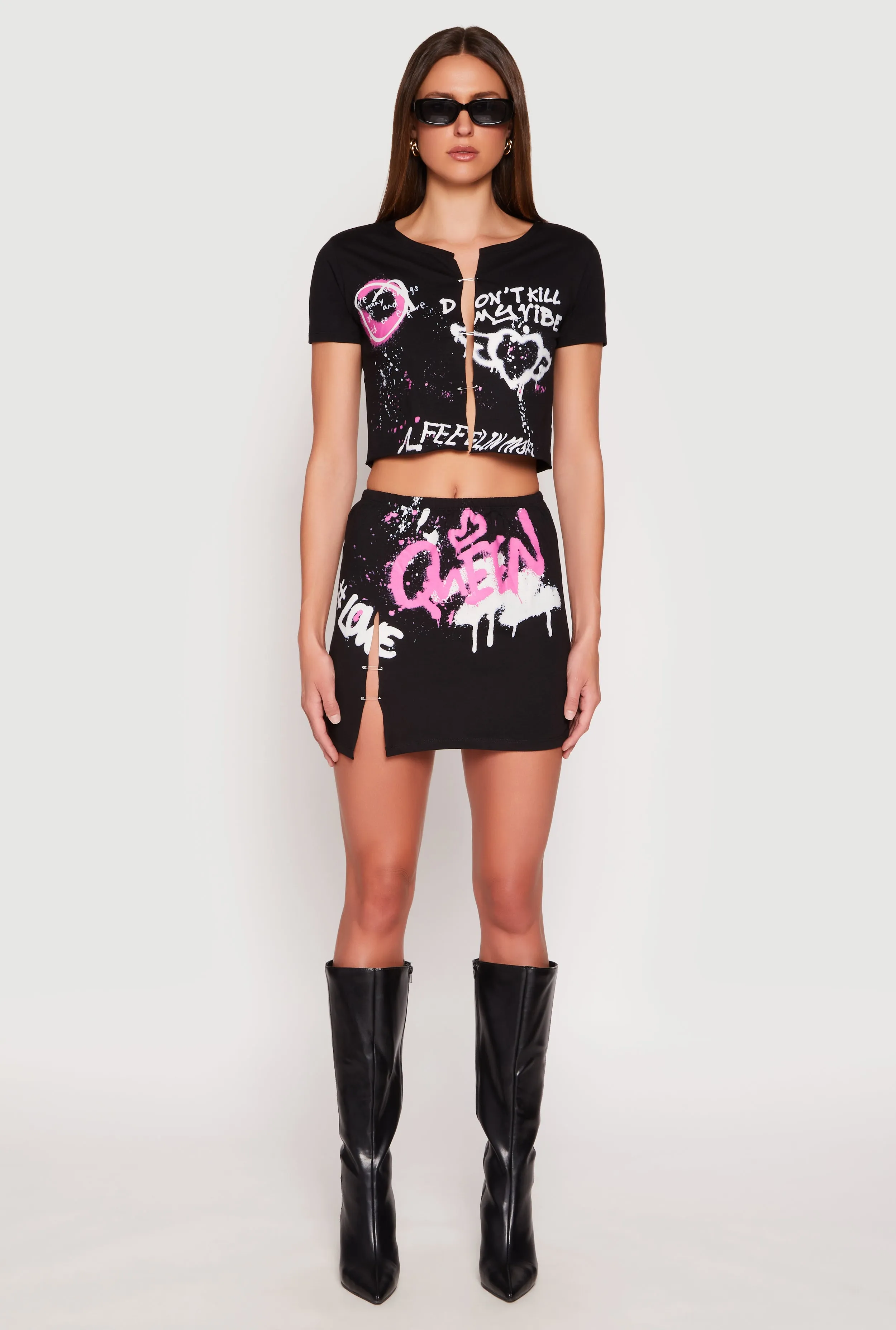 Queen Love Safety Pin Mini Skirt sold by Rainbow