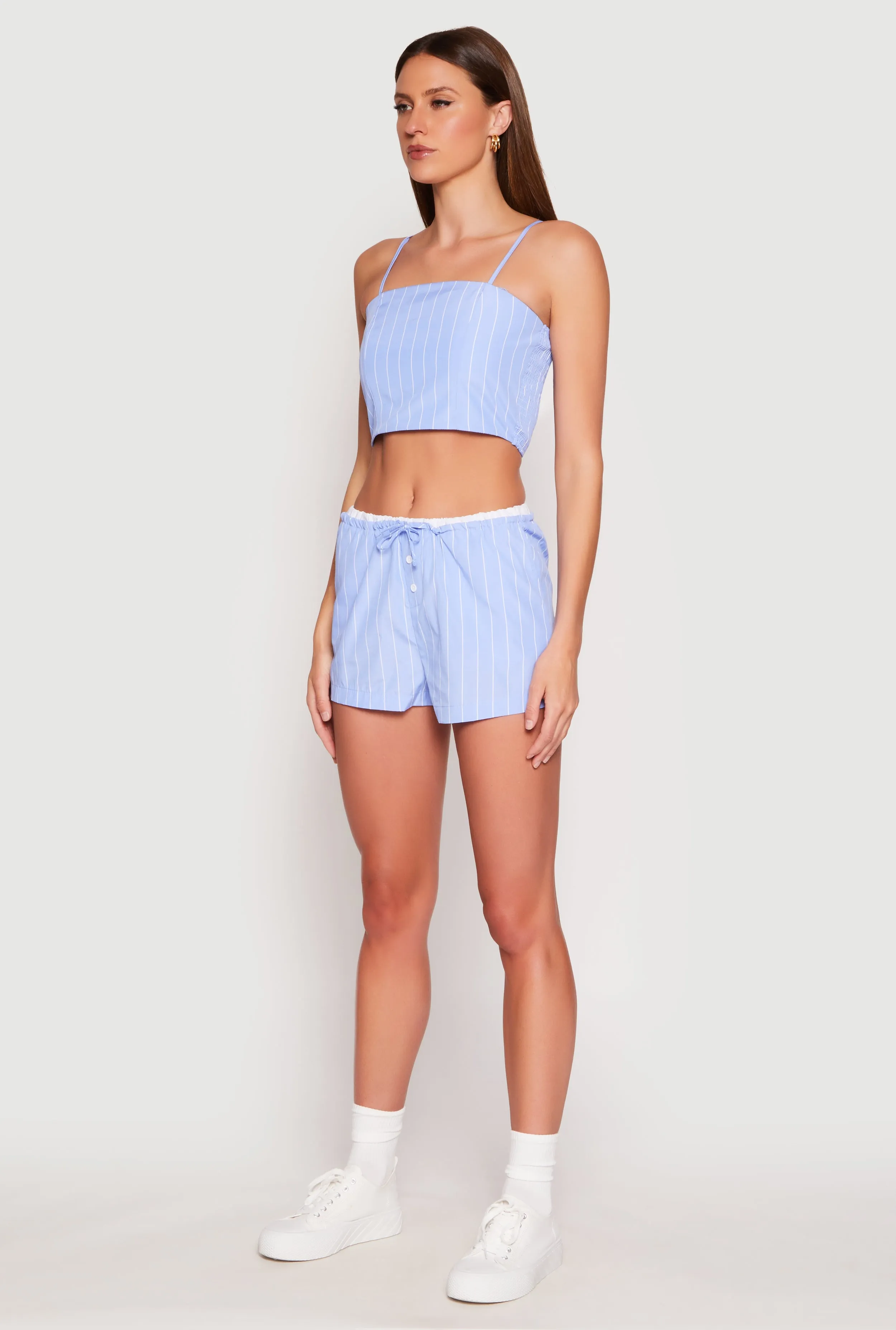 Almost Famous Pinstripe Poplin Smocked Back Cami sold by Rainbow product image thumbnail 3