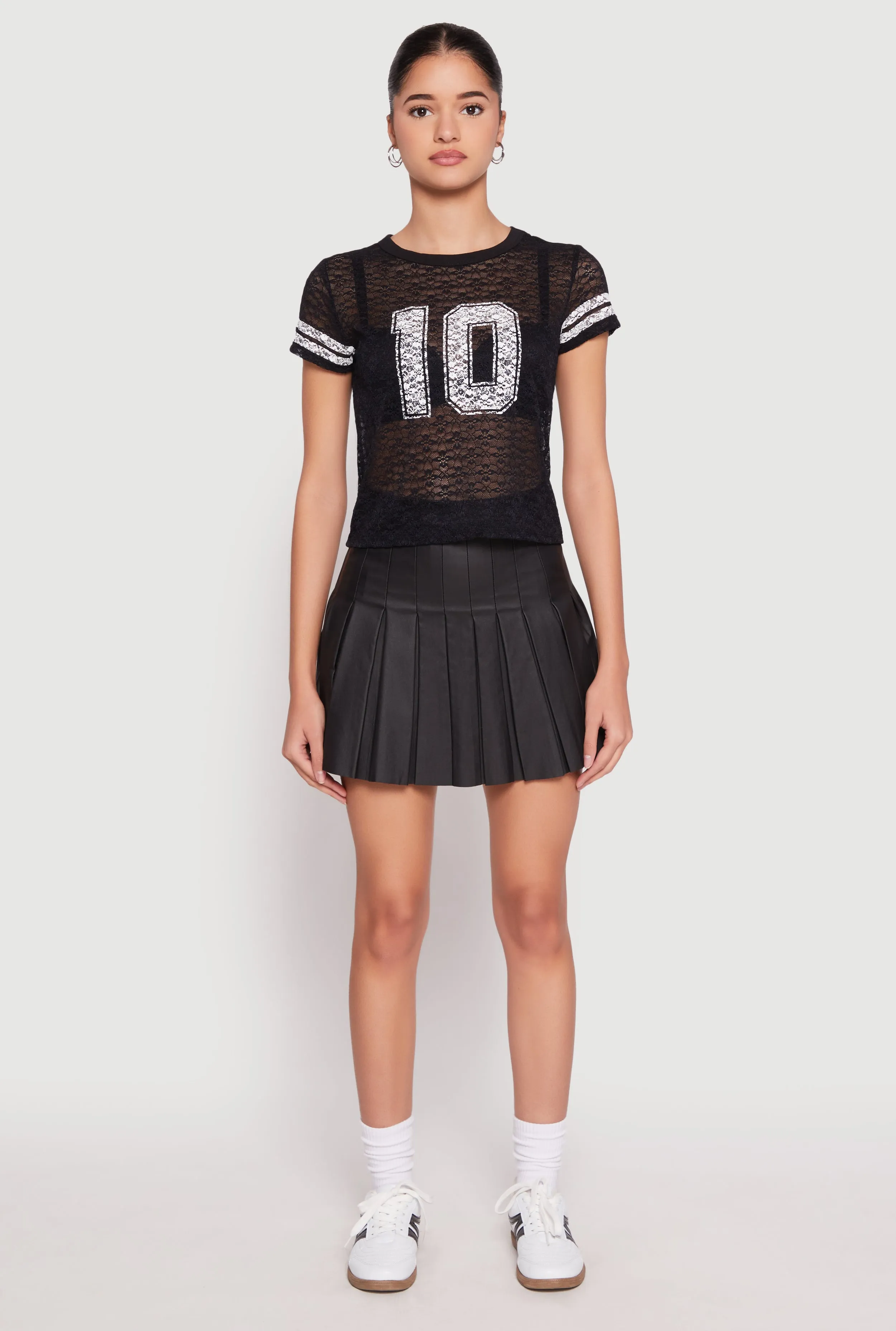 Madden Girl Lace 10 Varsity Stripe Crop Top sold by Rainbow