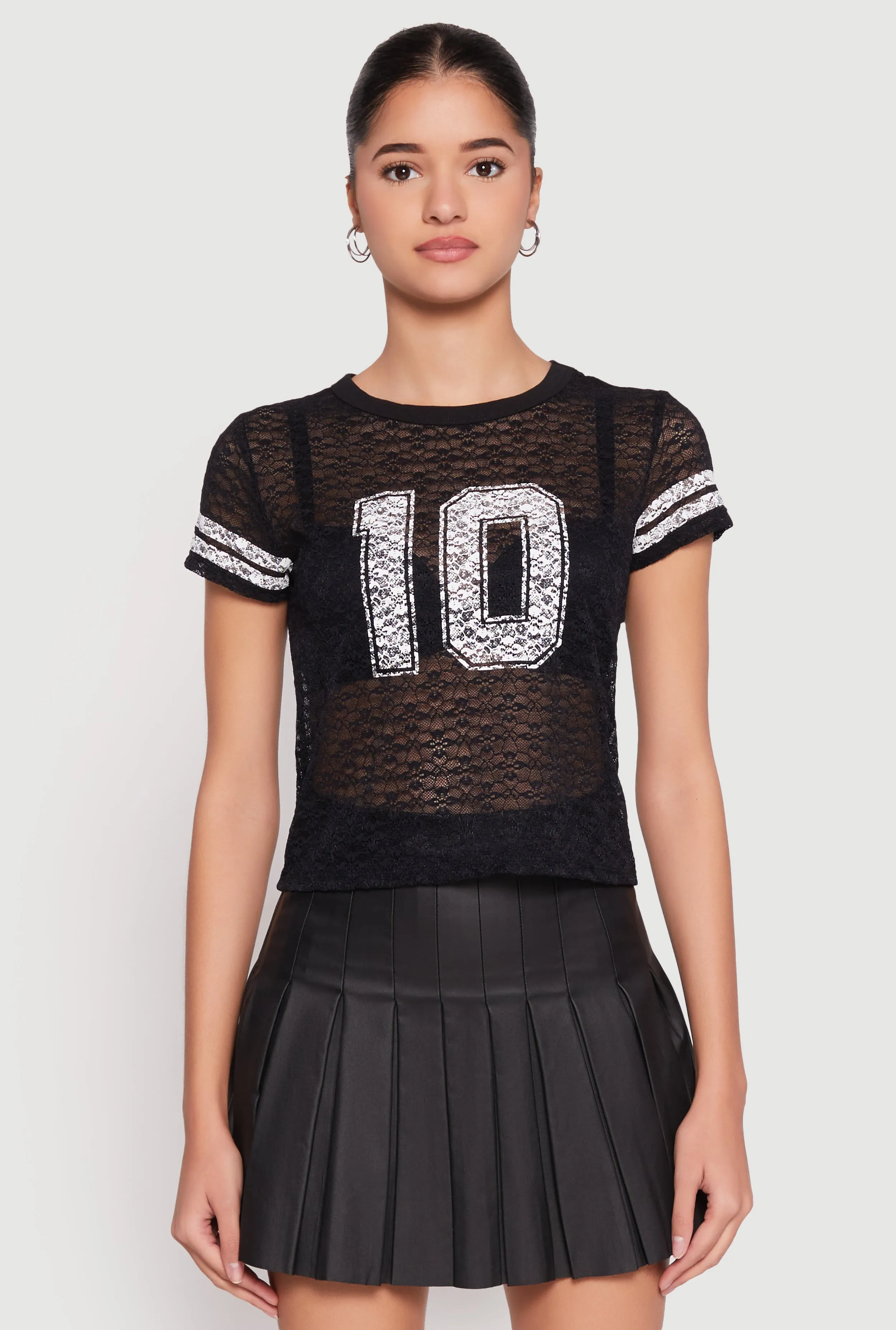 Madden Girl Lace 10 Varsity Stripe Crop Top sold by Rainbow product image thumbnail 2