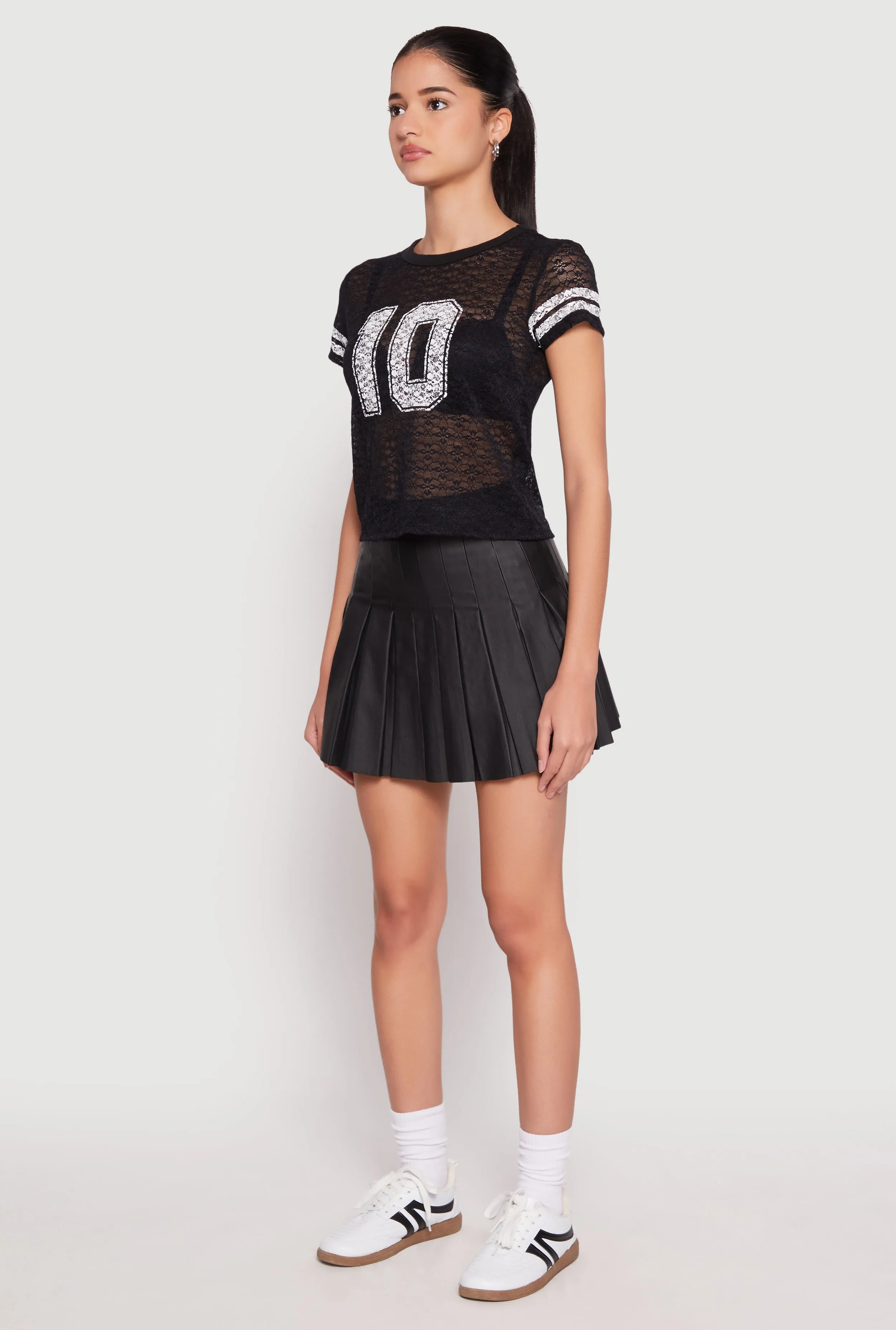 Madden Girl Lace 10 Varsity Stripe Crop Top sold by Rainbow product image thumbnail 3