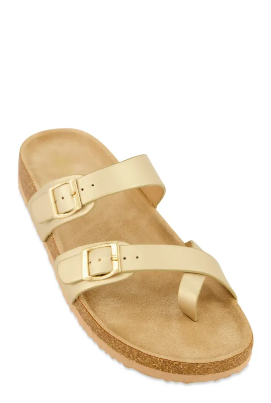Double Buckle Toe Loop Footbed Sandals sold by Rainbow