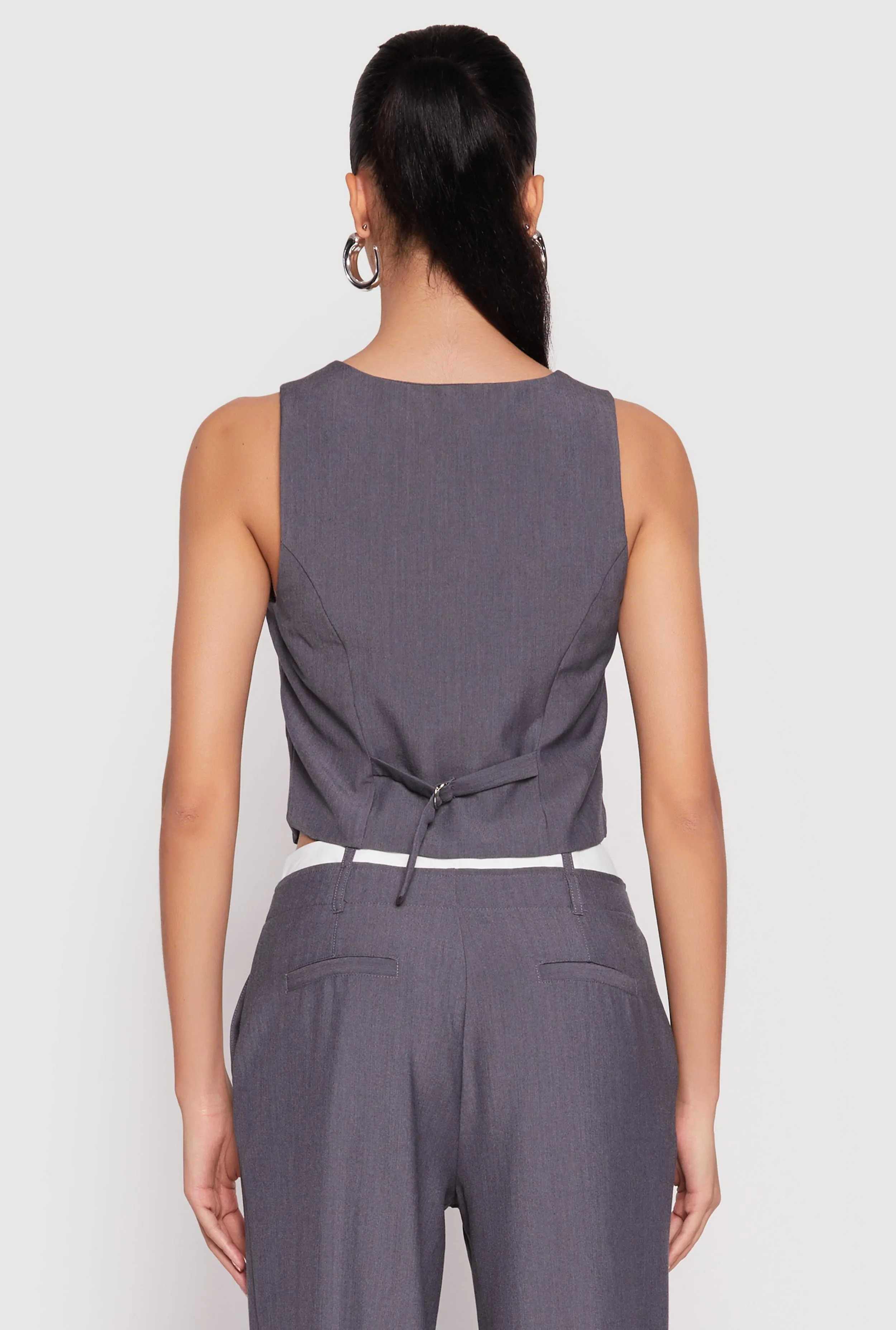 Square Neck Button Front Cropped Blazer Vest sold by Rainbow product image thumbnail 5