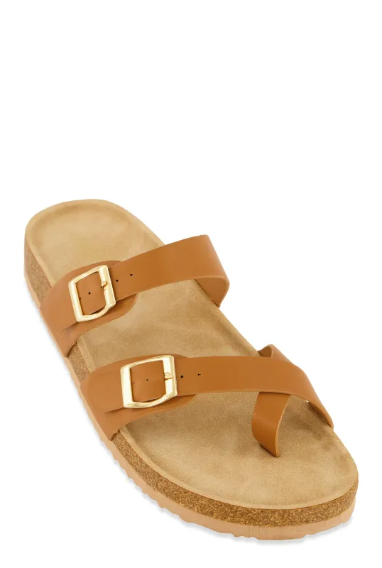 Double Buckle Toe Loop Footbed Sandals sold by Rainbow
