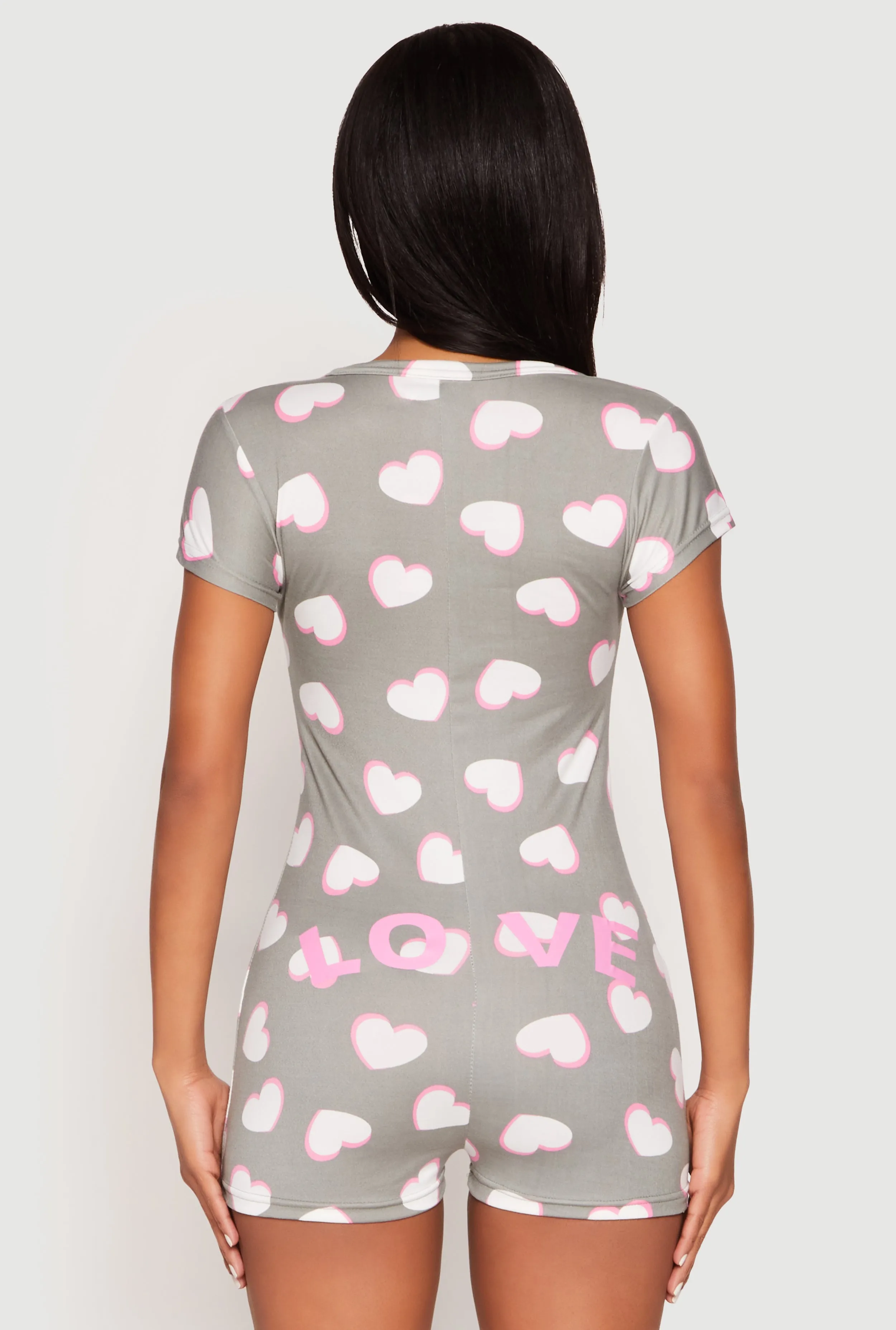 Love Heart Graphic Print Pajama Romper sold by Rainbow product image thumbnail 2