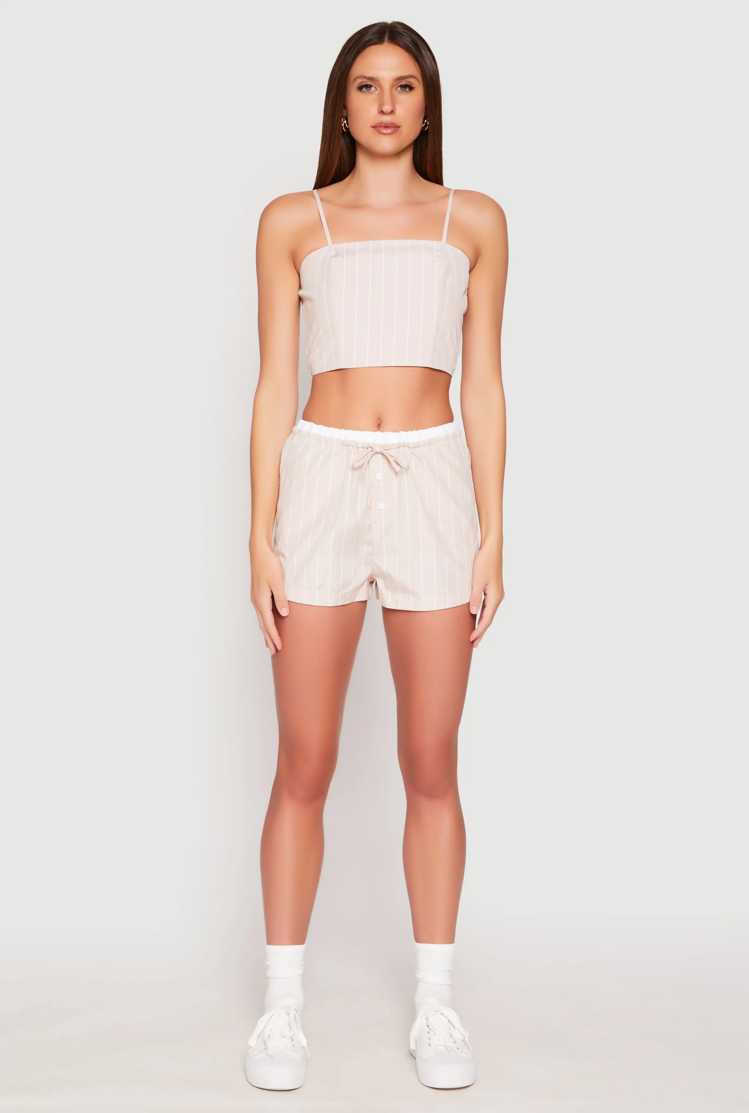 Almost Famous Pinstripe Poplin Smocked Back Cami sold by Rainbow product image thumbnail 2