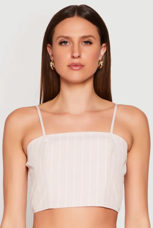 Almost Famous Pinstripe Poplin Smocked Back Cami sold by Rainbow