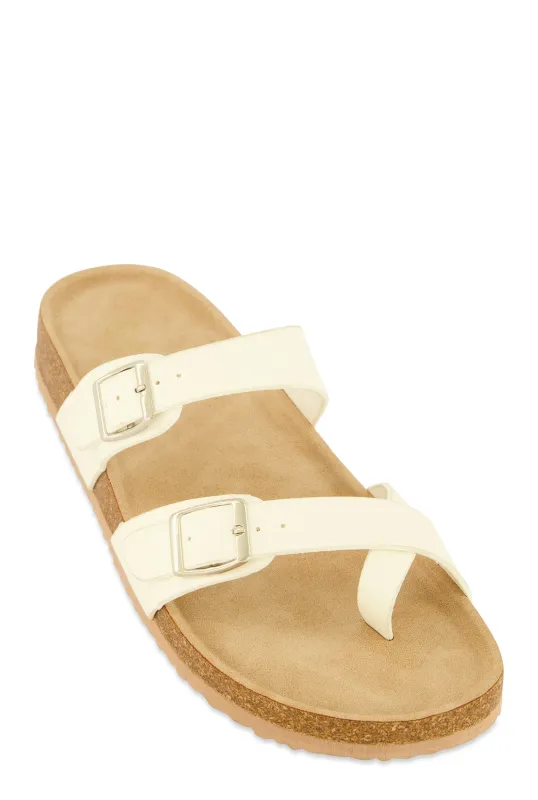 Double Buckle Toe Loop Footbed Sandals sold by Rainbow