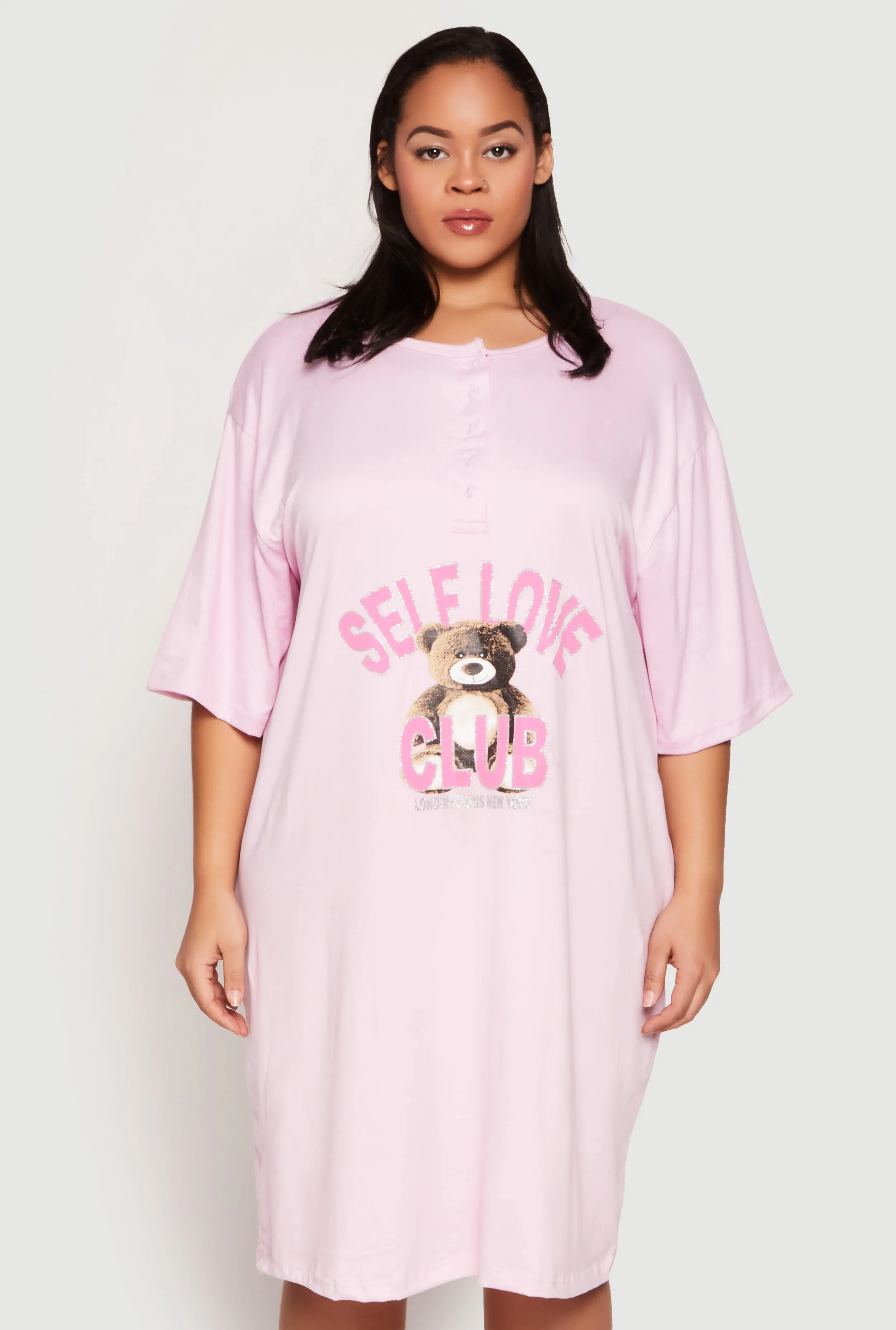 Plus Size Self Love Club Glitter Graphic Sleepshirt sold by Rainbow