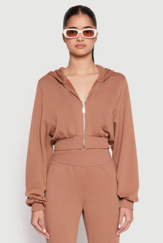 Zip Front Cropped Hoodie sold by Rainbow
