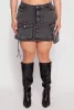 Plus Size Daisy Acid Wash Denim Cargo Skirt sold by Rainbow