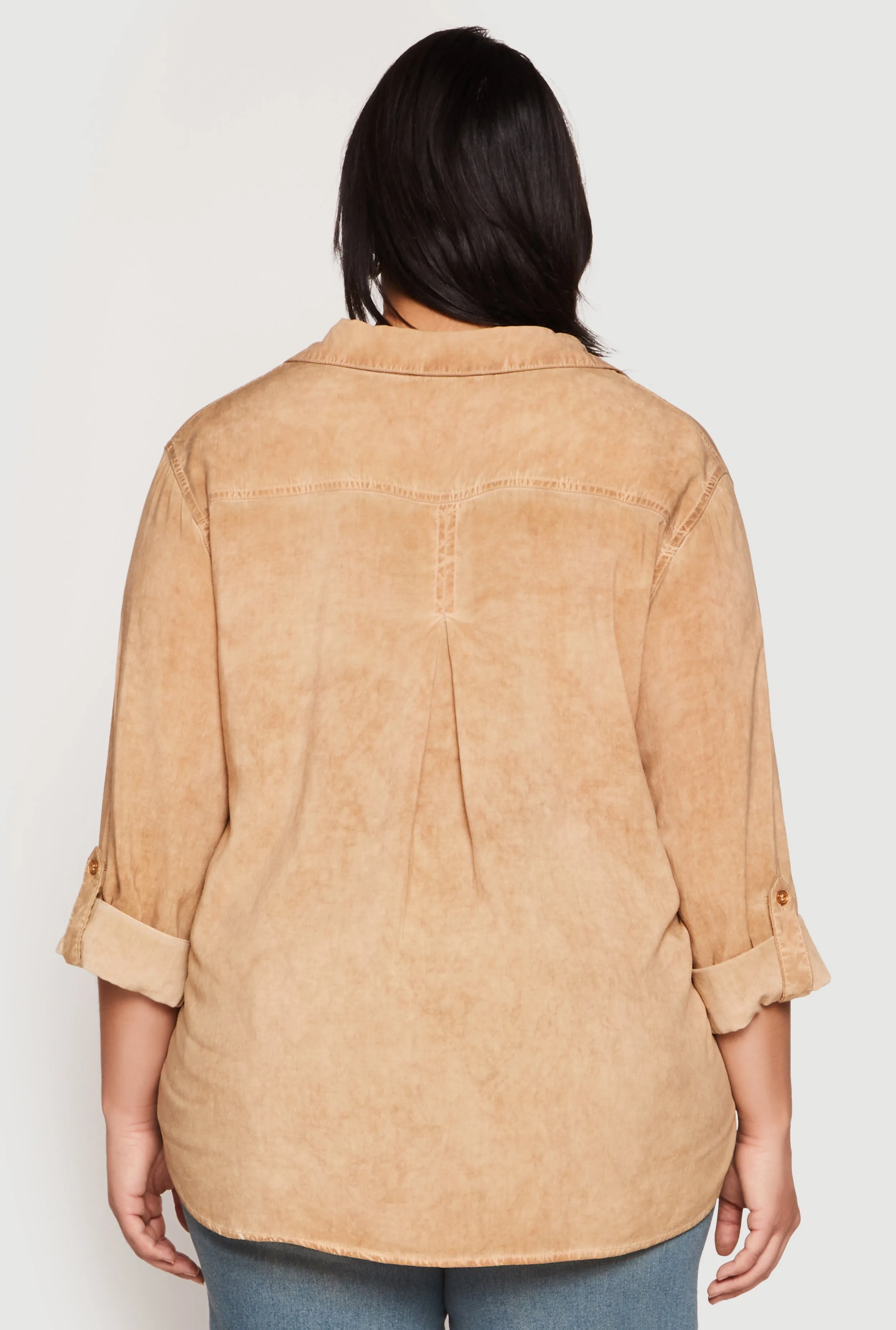 Plus Size Acid Wash Button Front Shirt sold by Rainbow product image thumbnail 5