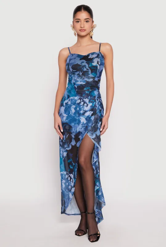 Haute Monde Floral Print High Low Maxi Dress sold by Rainbow