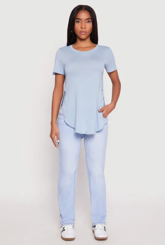 Side Slit High Low Hem Tee sold by Rainbow