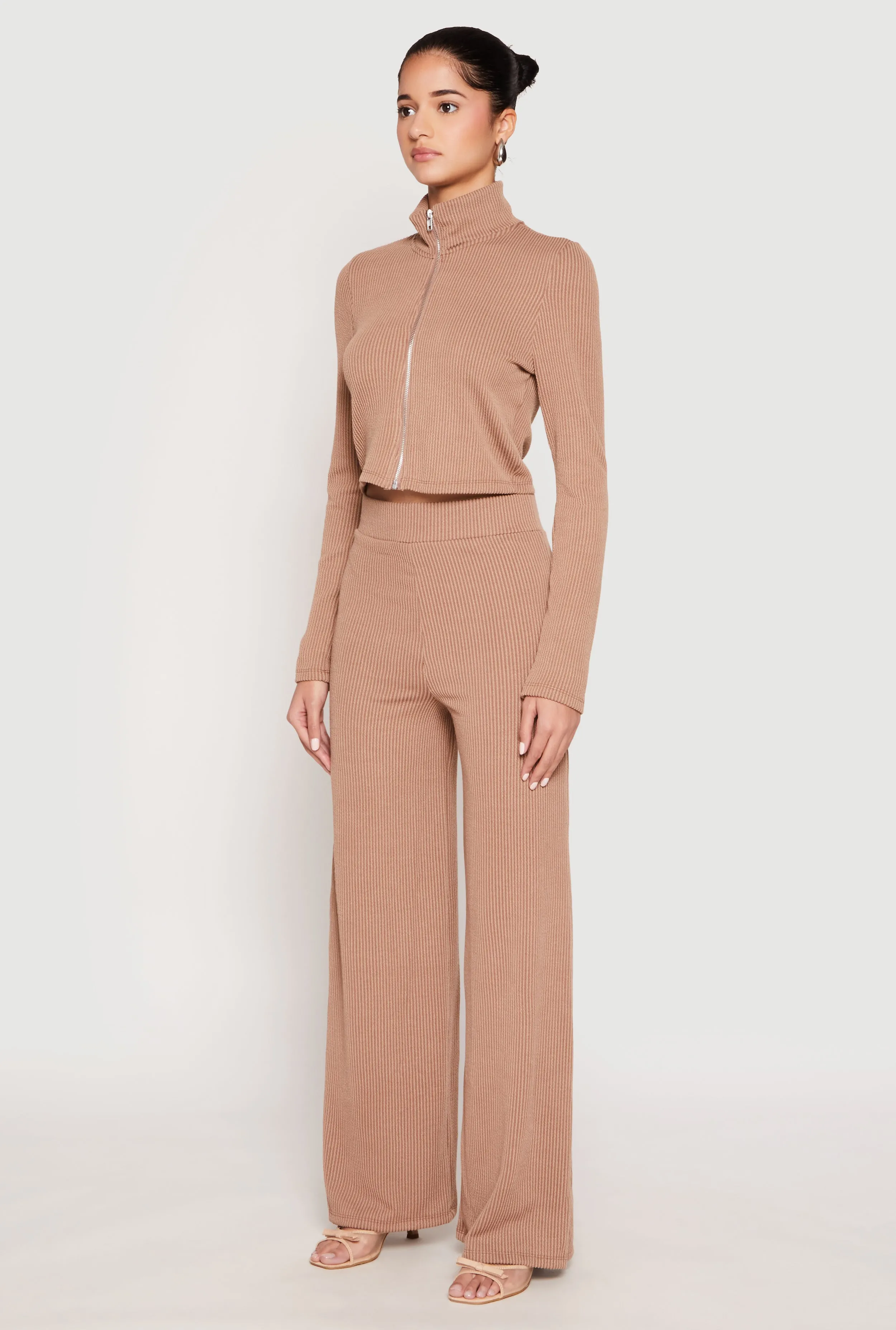 Iris Rib Knit Mock Neck Track Jacket sold by Rainbow product image thumbnail 3