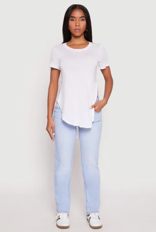 Side Slit High Low Hem Tee sold by Rainbow
