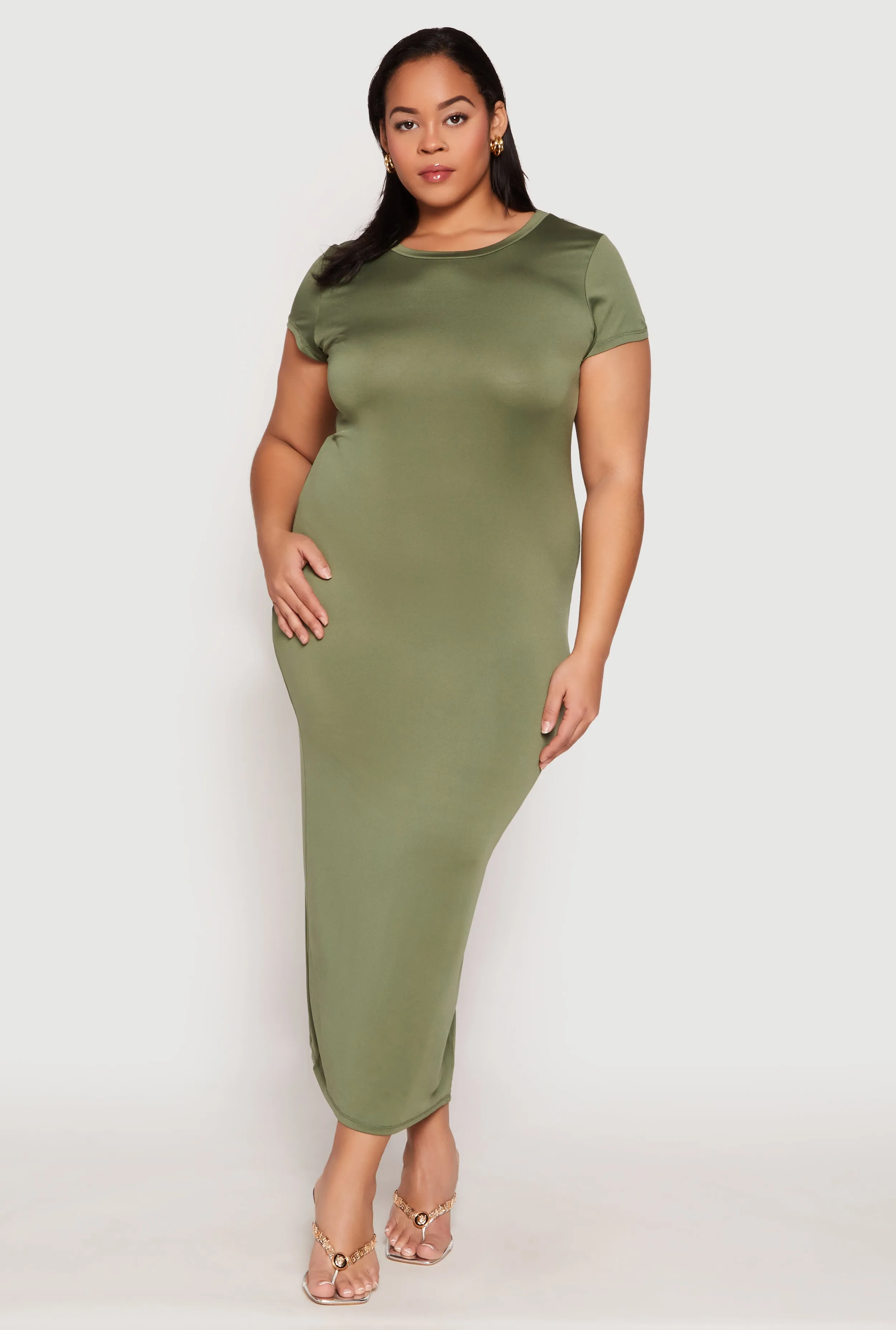 Plus Size Slit Back Maxi Dress sold by Rainbow
