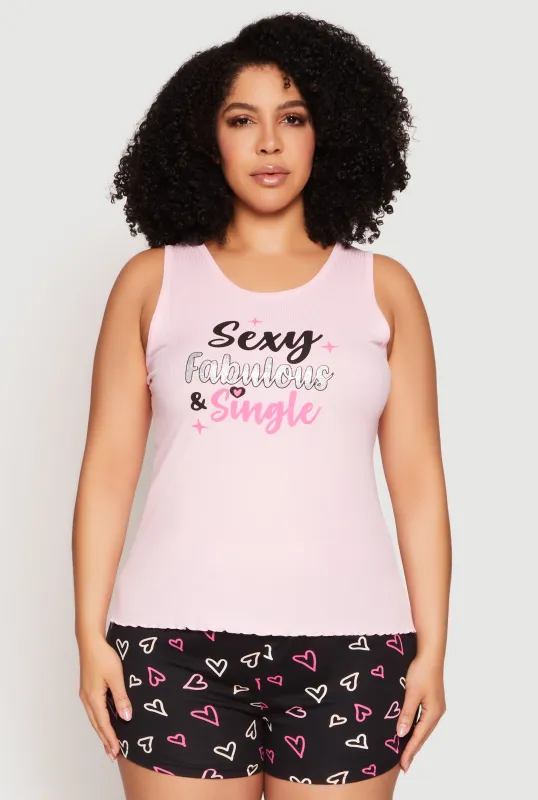 Plus Size Sexy Fabulous Single Pajama Tank Top and Shorts sold by Rainbow