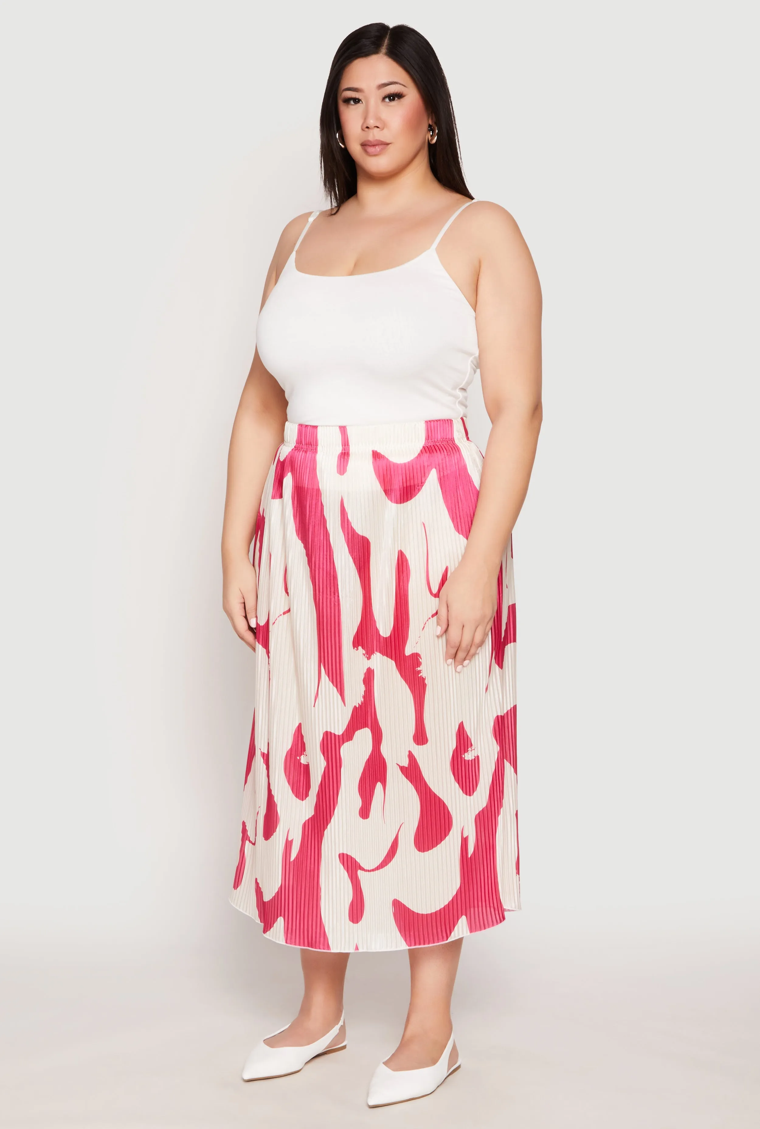 Plus Size Plisse Abstract Print Midi Skirt sold by Rainbow product image thumbnail 2
