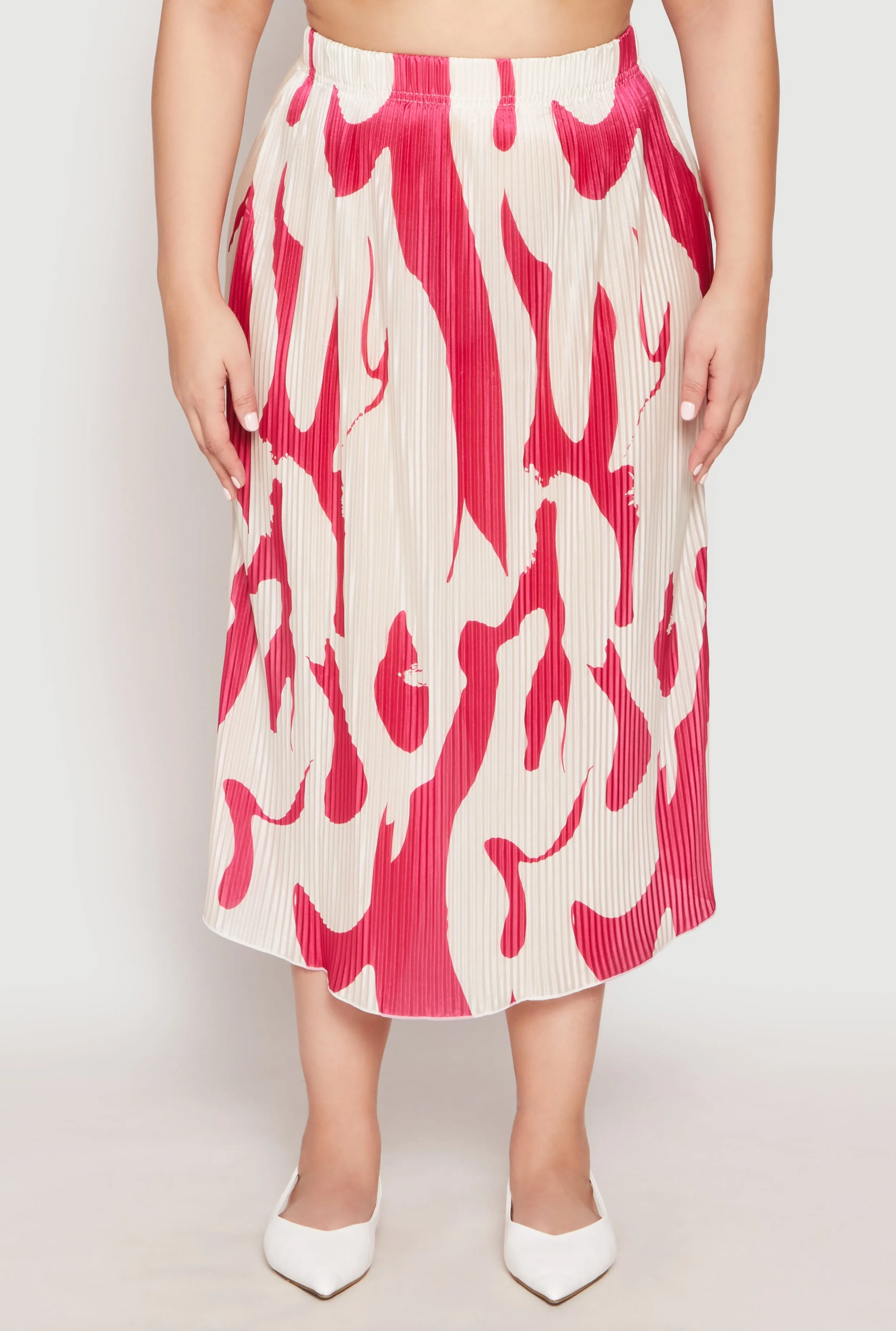 Plus Size Plisse Abstract Print Midi Skirt sold by Rainbow product image thumbnail 3