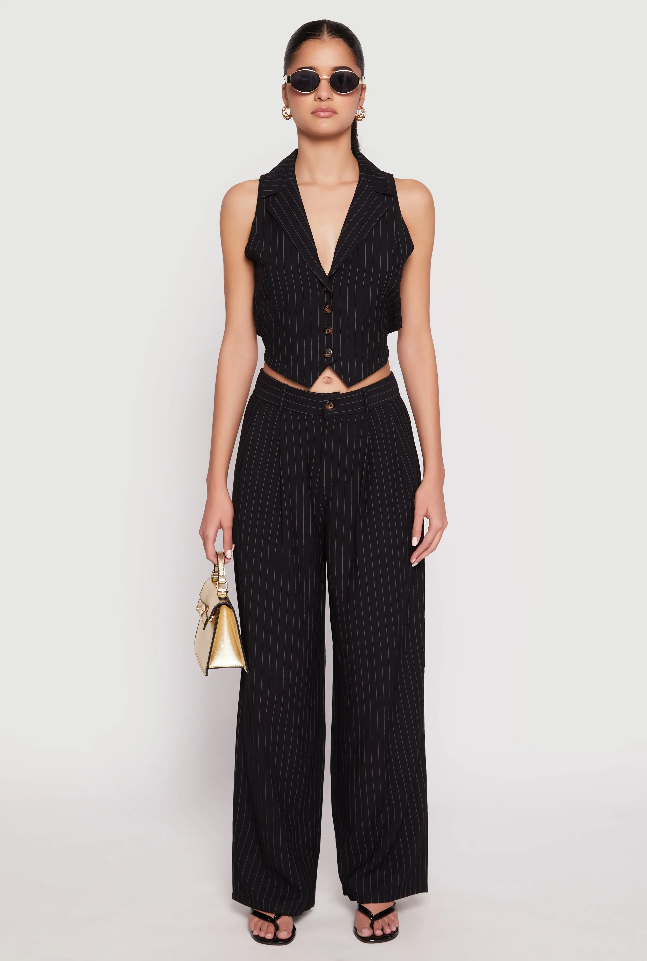 Pinstripe Tie Back Blazer Vest sold by Rainbow product image thumbnail 2