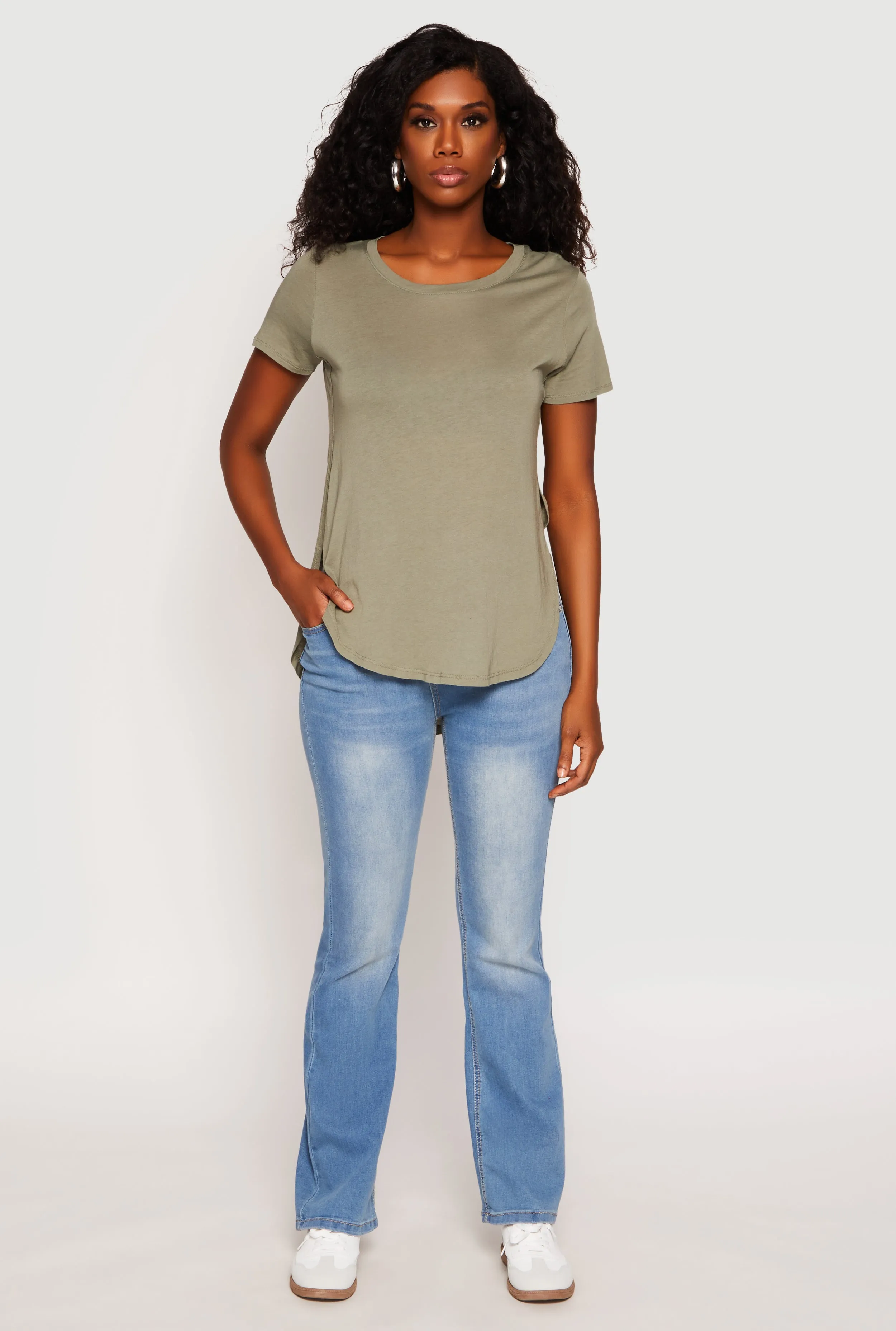 Side Slit High Low Hem Tee sold by Rainbow