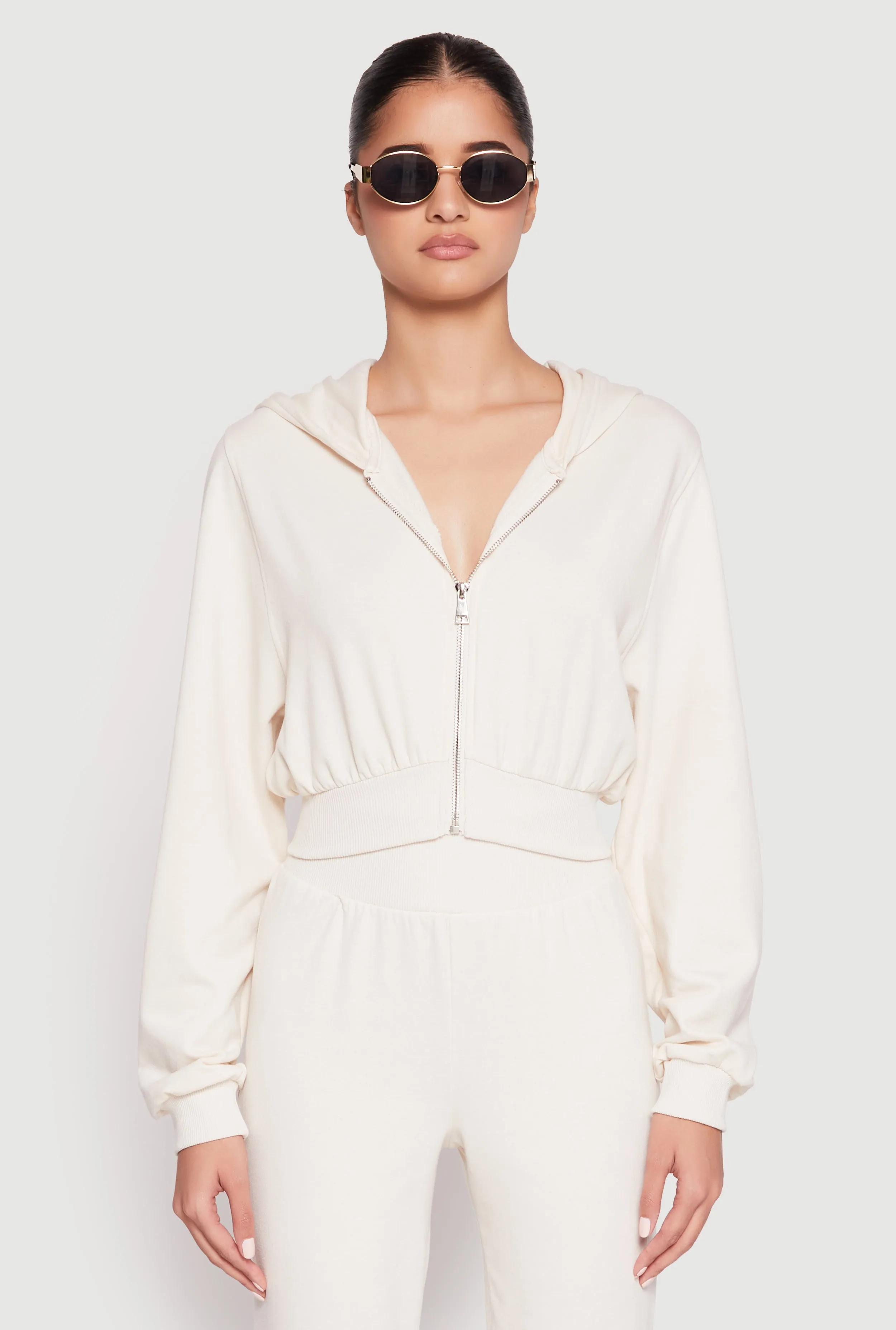 Zip Front Cropped Hoodie sold by Rainbow