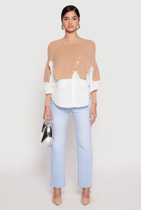 Daisy Asymmetrical Knit Layered Look Top sold by Rainbow