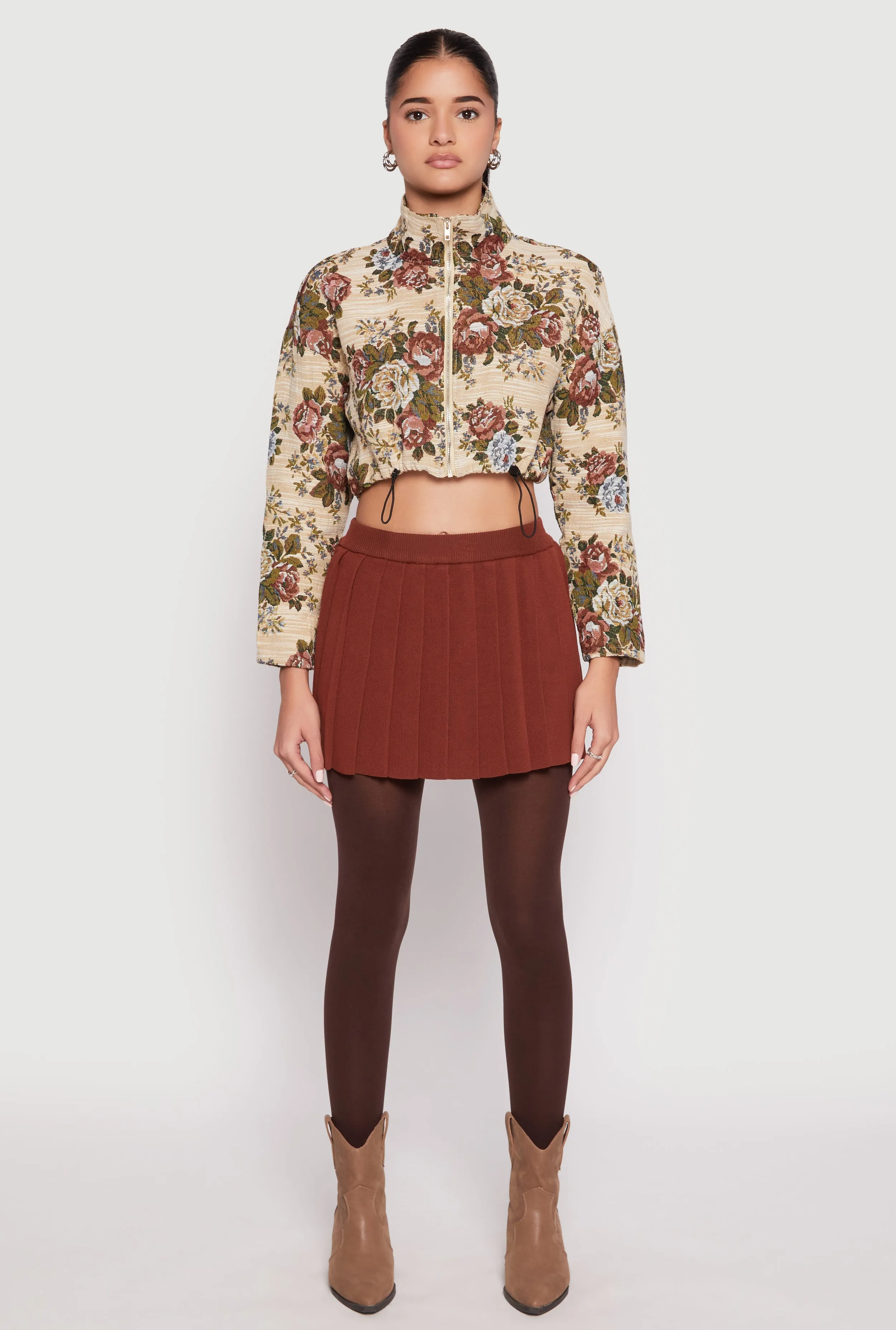 Daisy Jacquard Floral Print Cropped Jacket sold by Rainbow