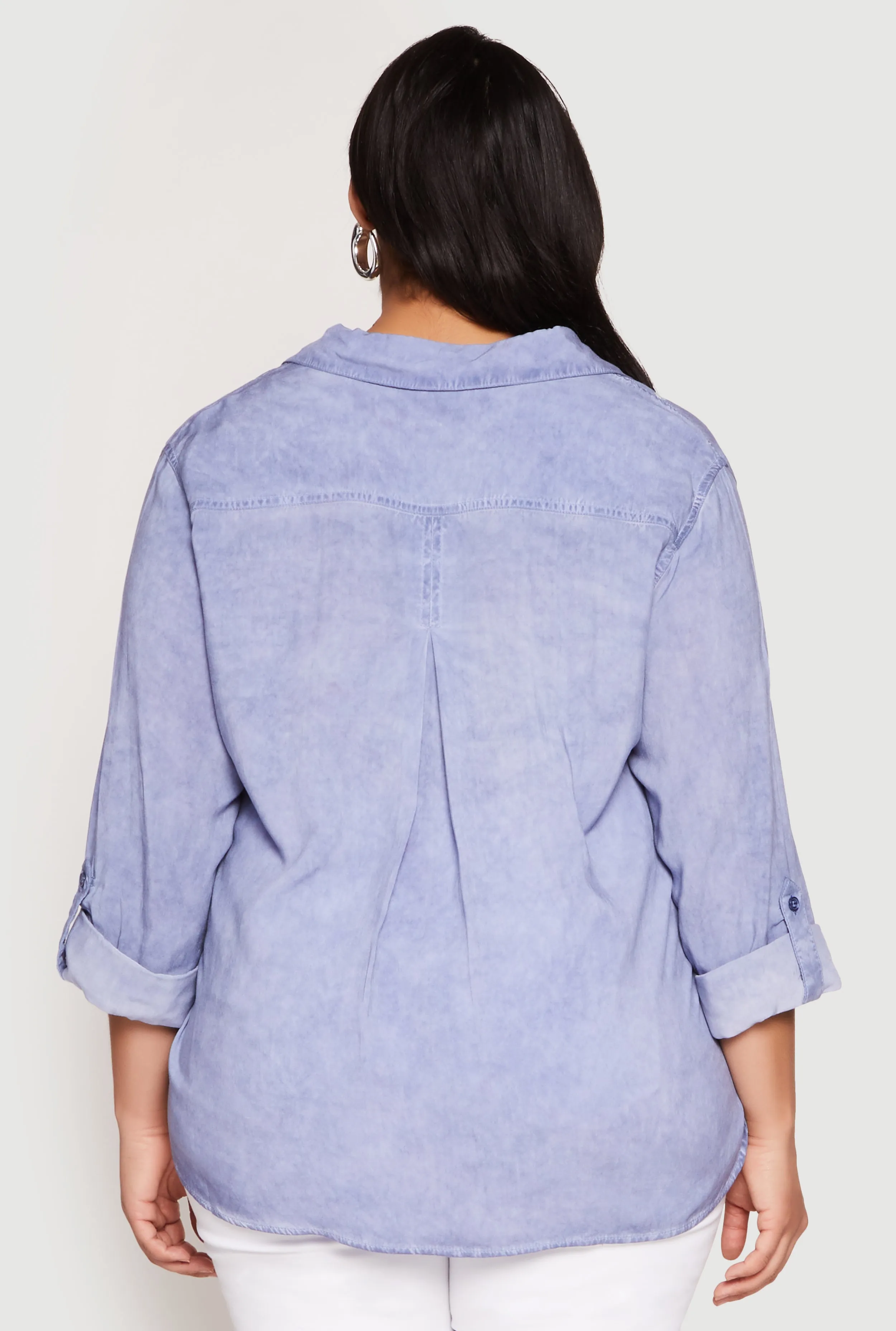 Plus Size Acid Wash Button Front Shirt sold by Rainbow product image thumbnail 5