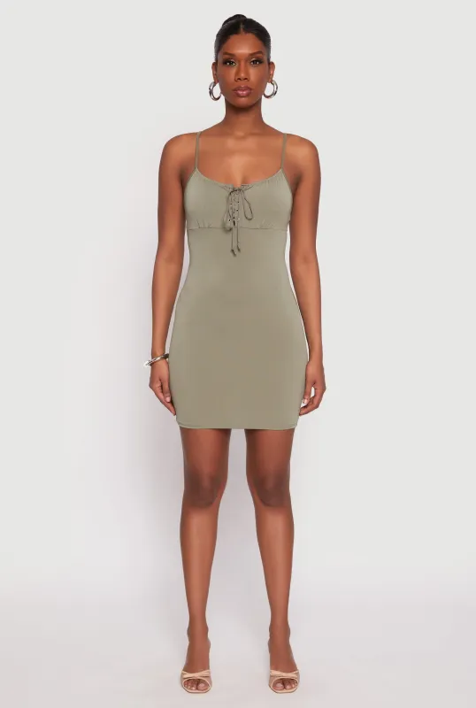 Lace Up Mini Cami Dress sold by Rainbow