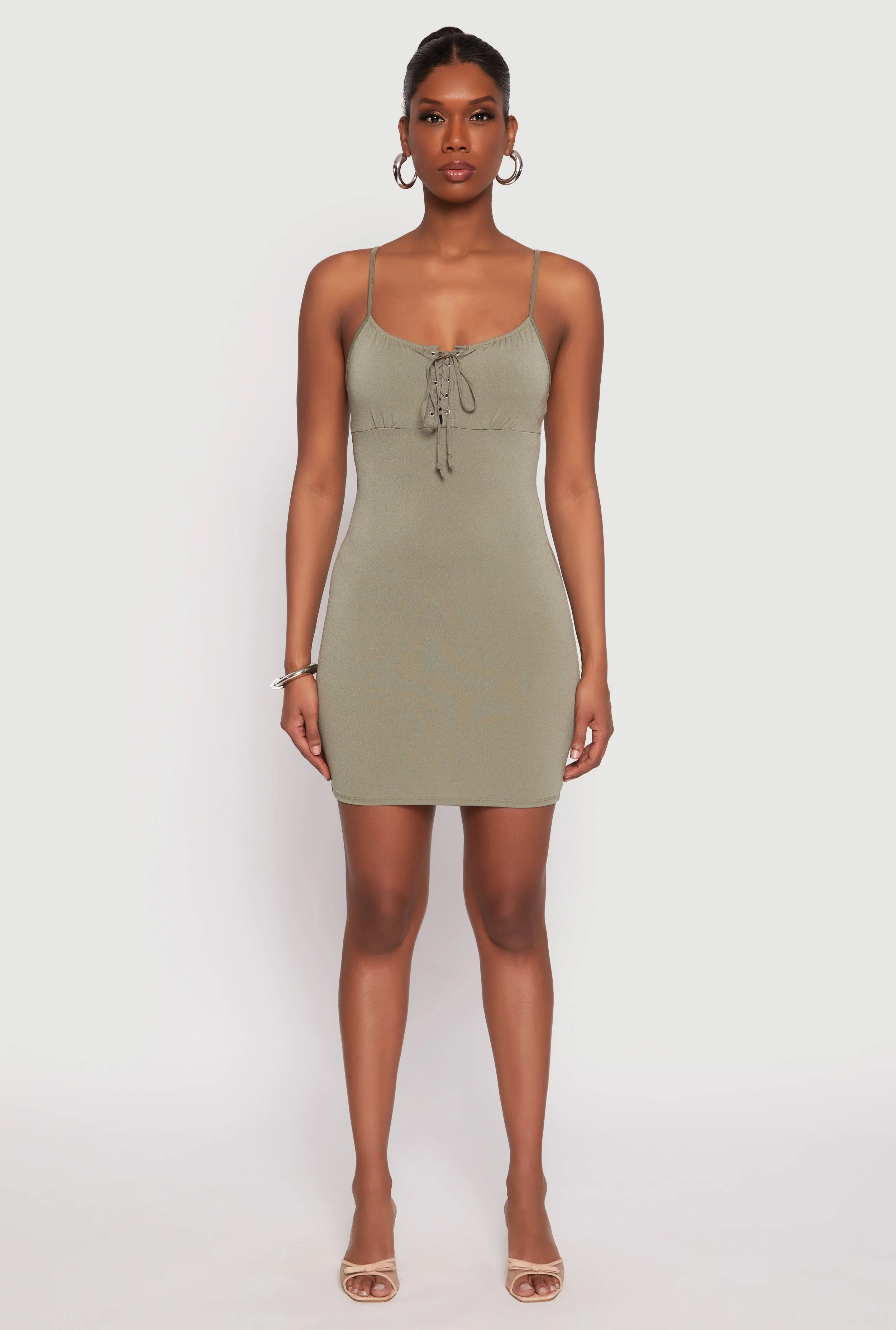 Lace Up Mini Cami Dress sold by Rainbow