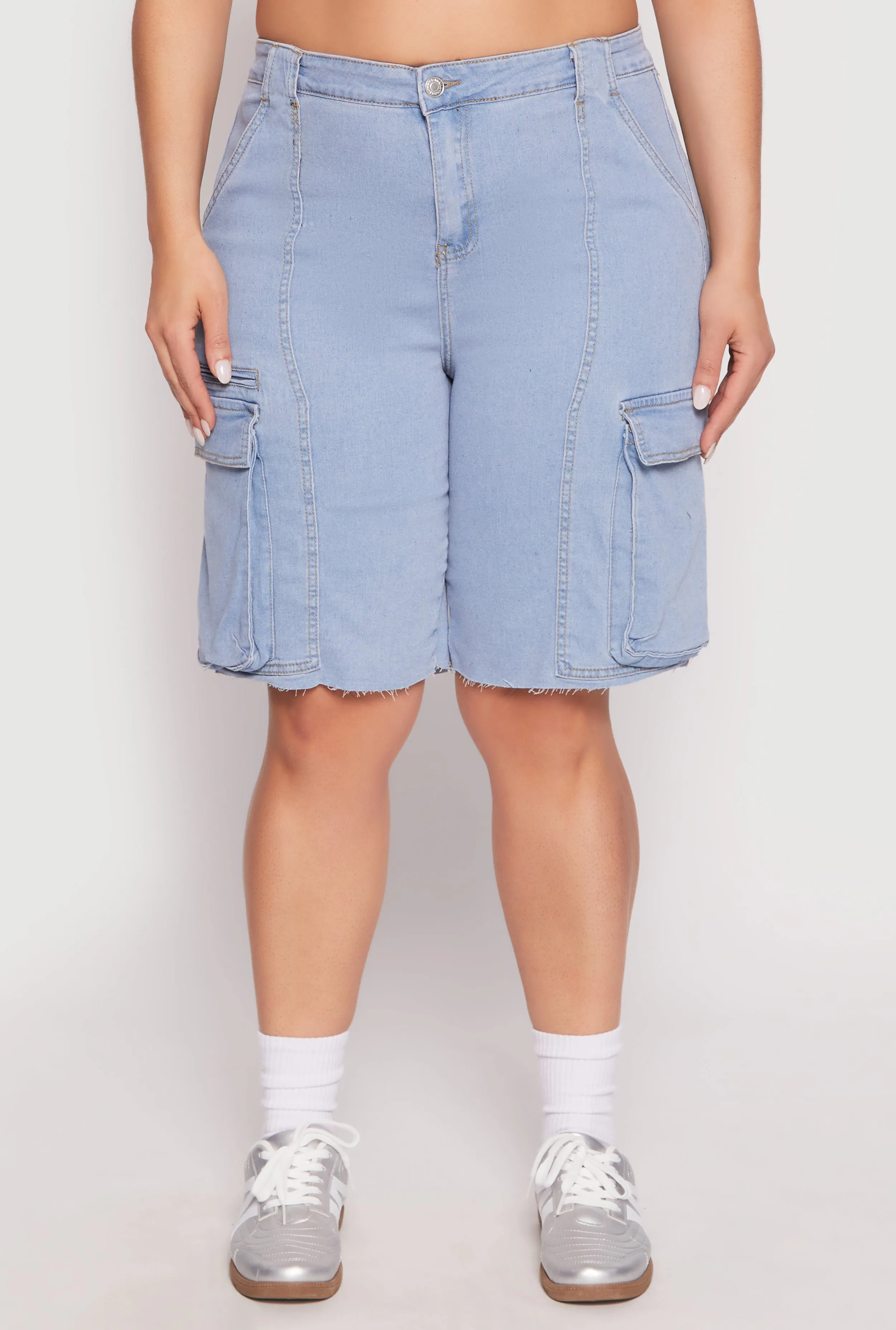 Plus Size Denim Cargo Skater Shorts sold by Rainbow product image thumbnail 3