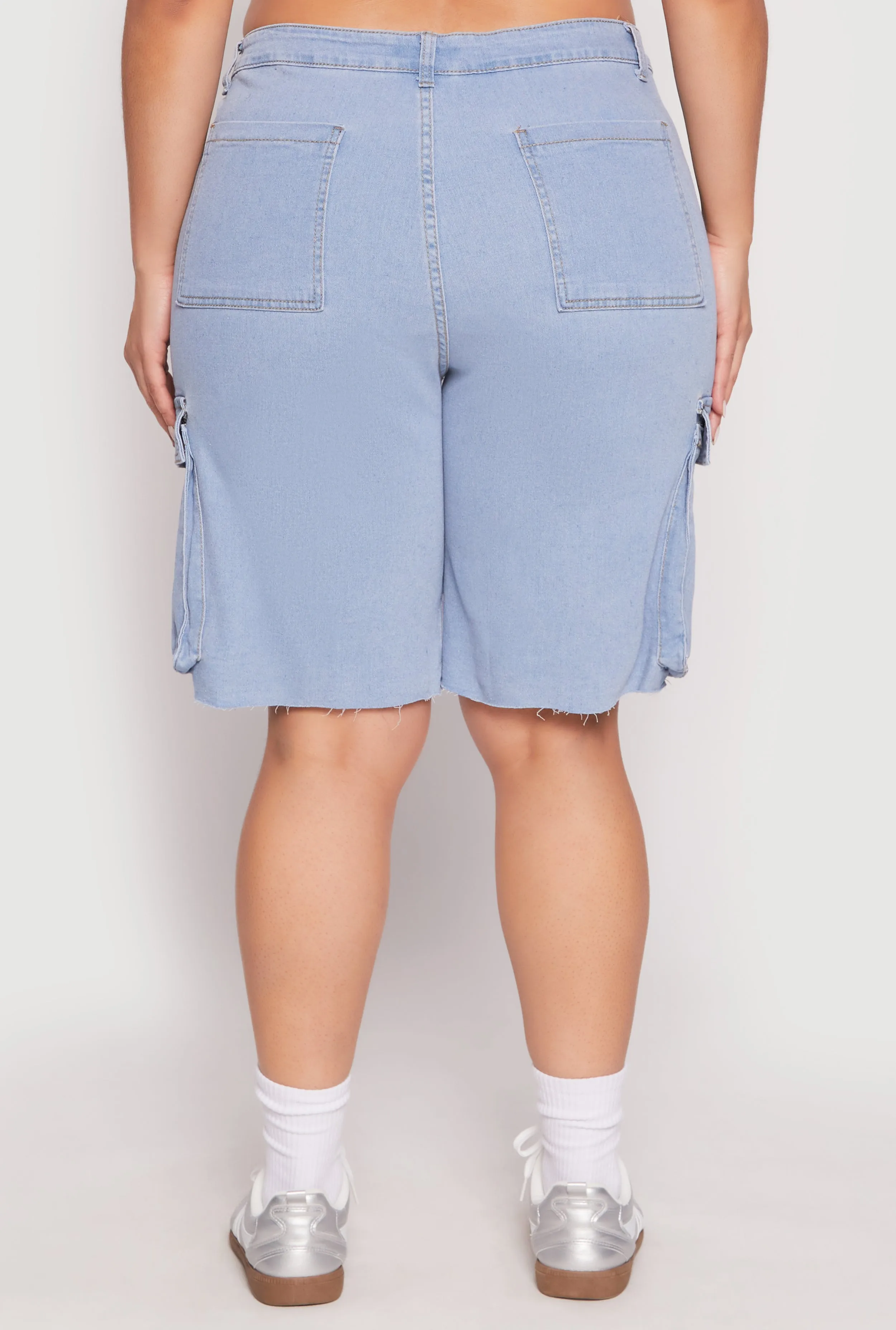 Plus Size Denim Cargo Skater Shorts sold by Rainbow product image thumbnail 5