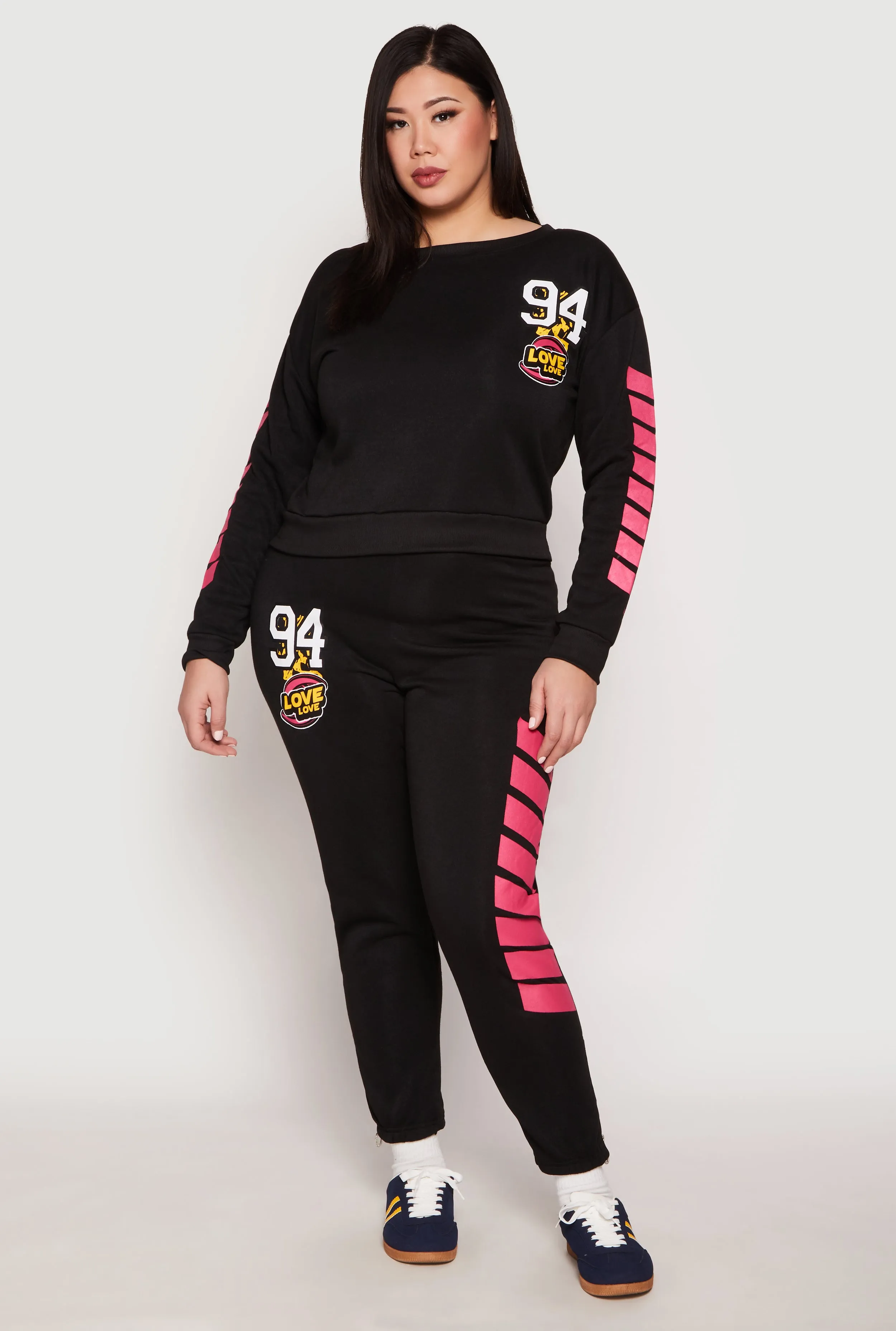 Plus Size 94 Love Graphic Zip Hem Sweatpants sold by Rainbow