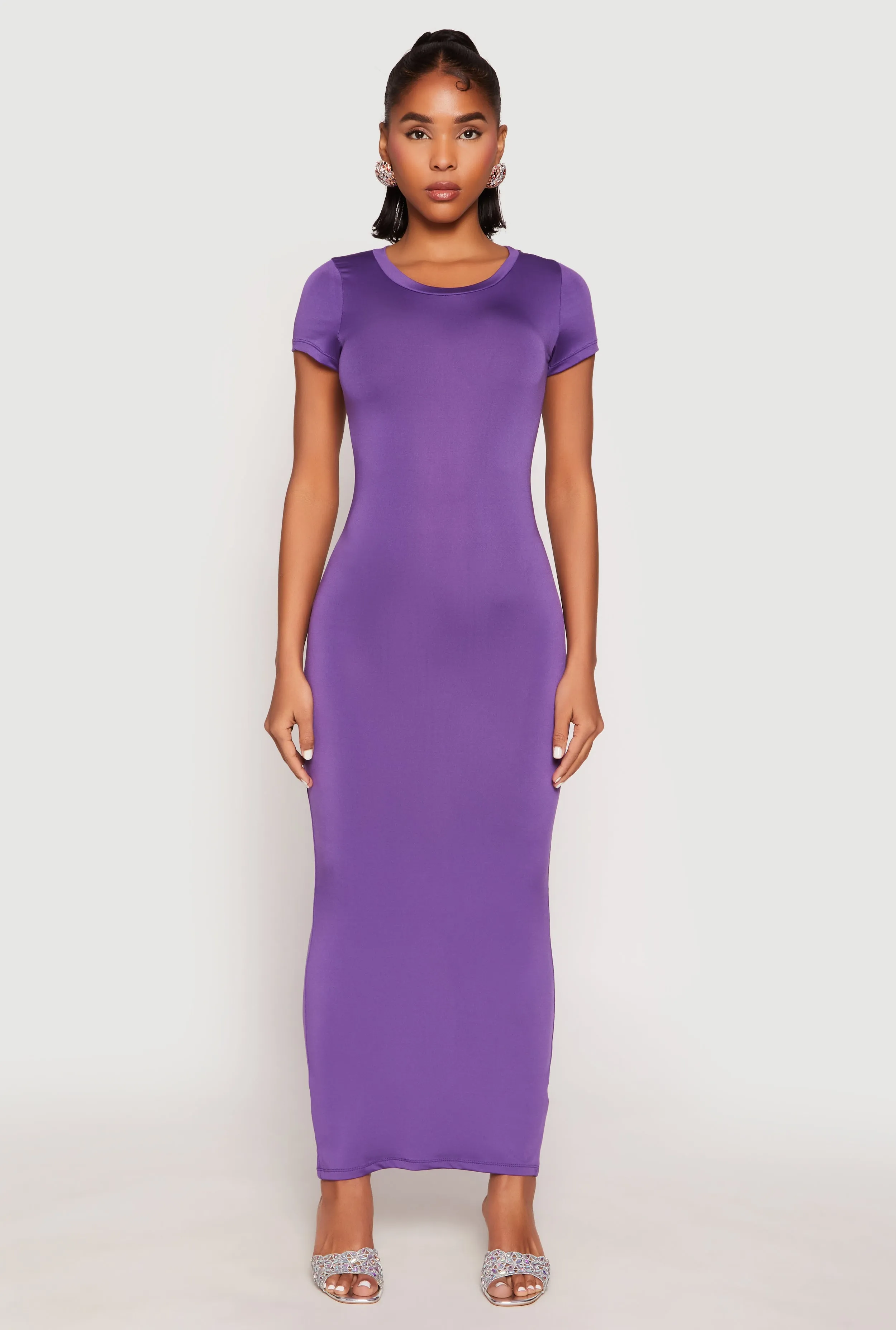 Short Sleeve Slit Back Maxi Dress sold by Rainbow