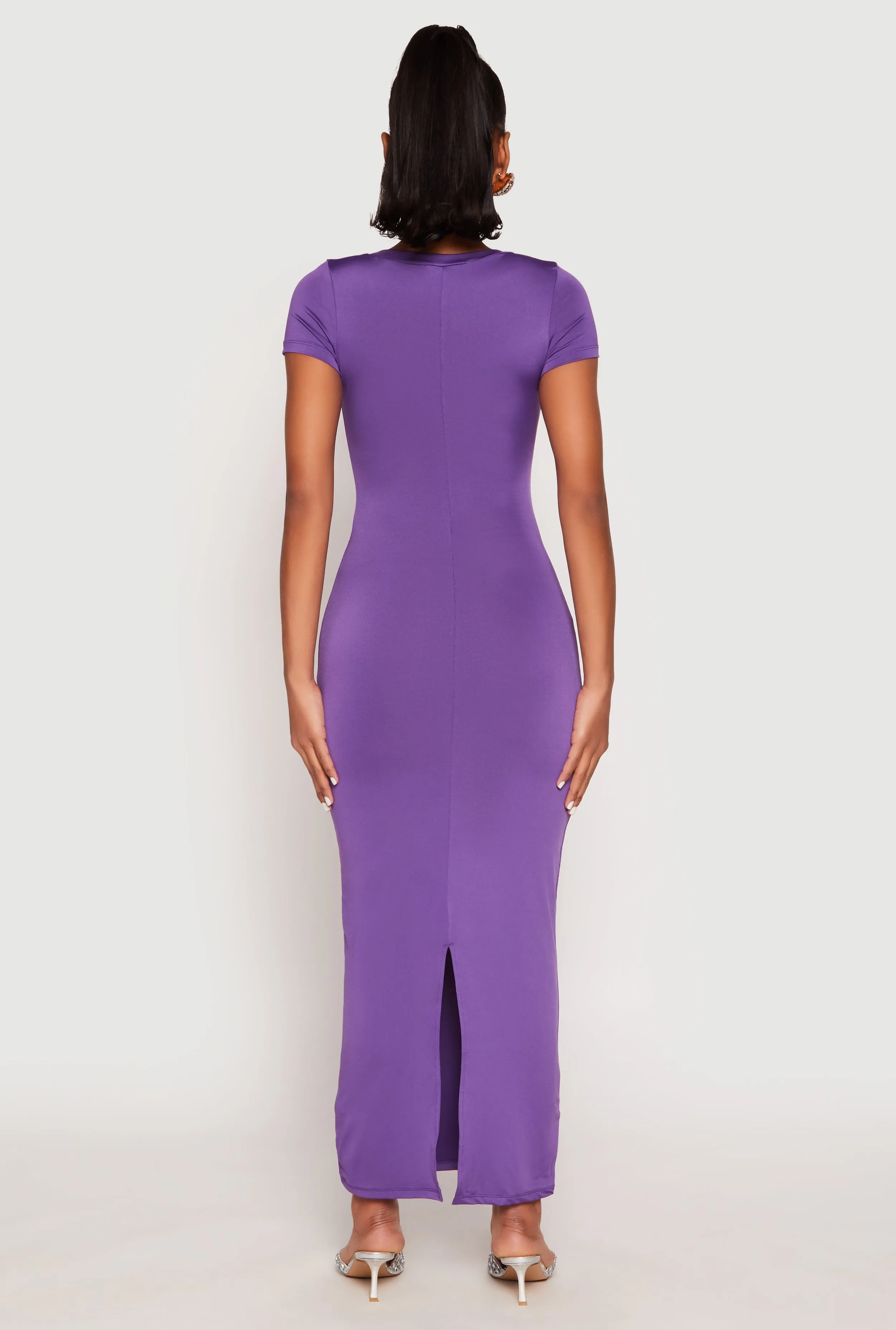 Short Sleeve Slit Back Maxi Dress sold by Rainbow product image thumbnail 3