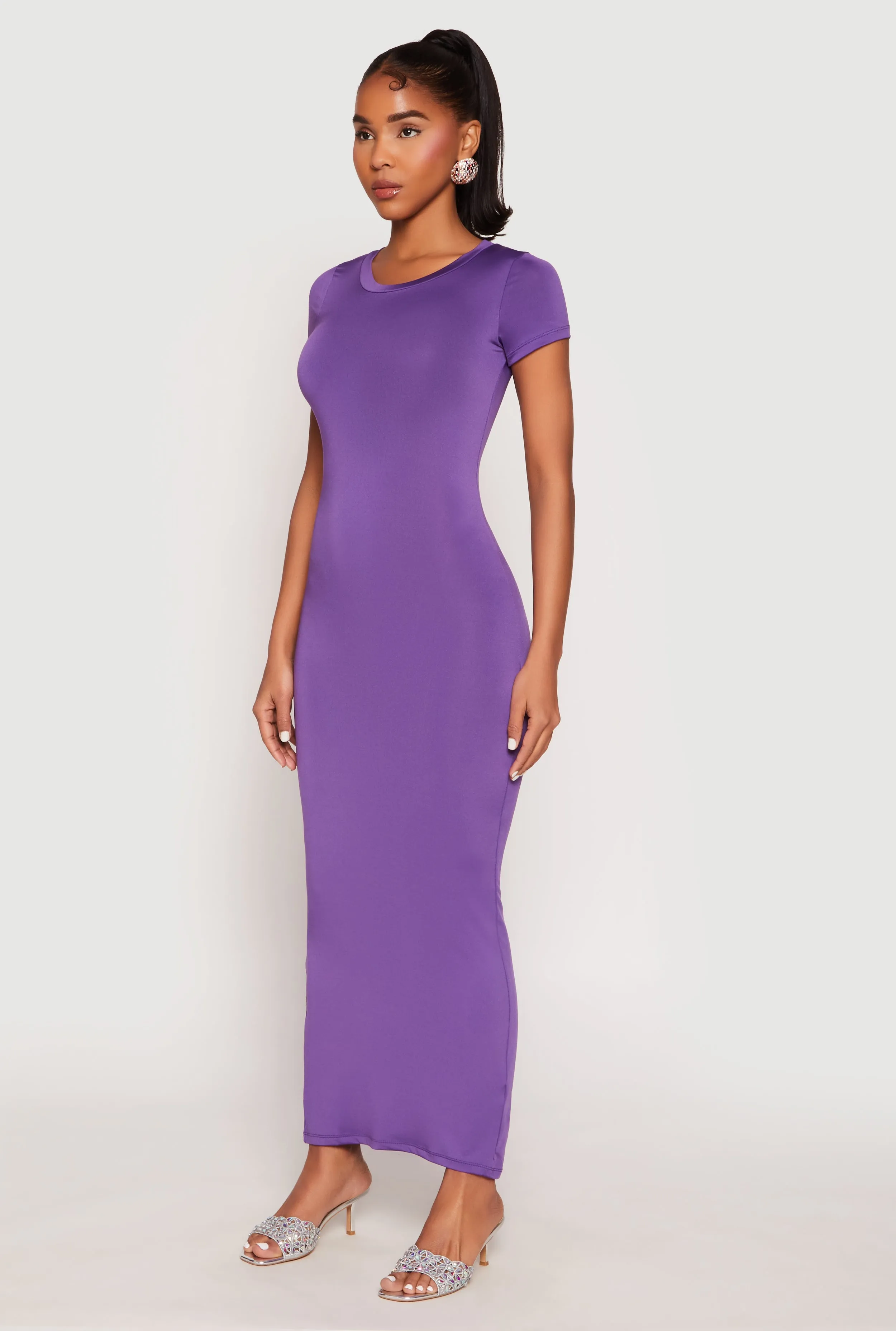 Short Sleeve Slit Back Maxi Dress sold by Rainbow product image thumbnail 2