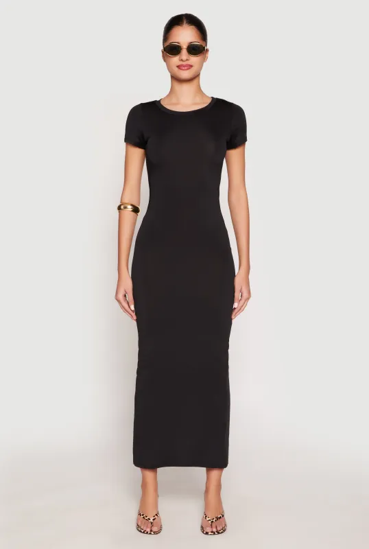 Short Sleeve Slit Back Maxi Dress sold by Rainbow