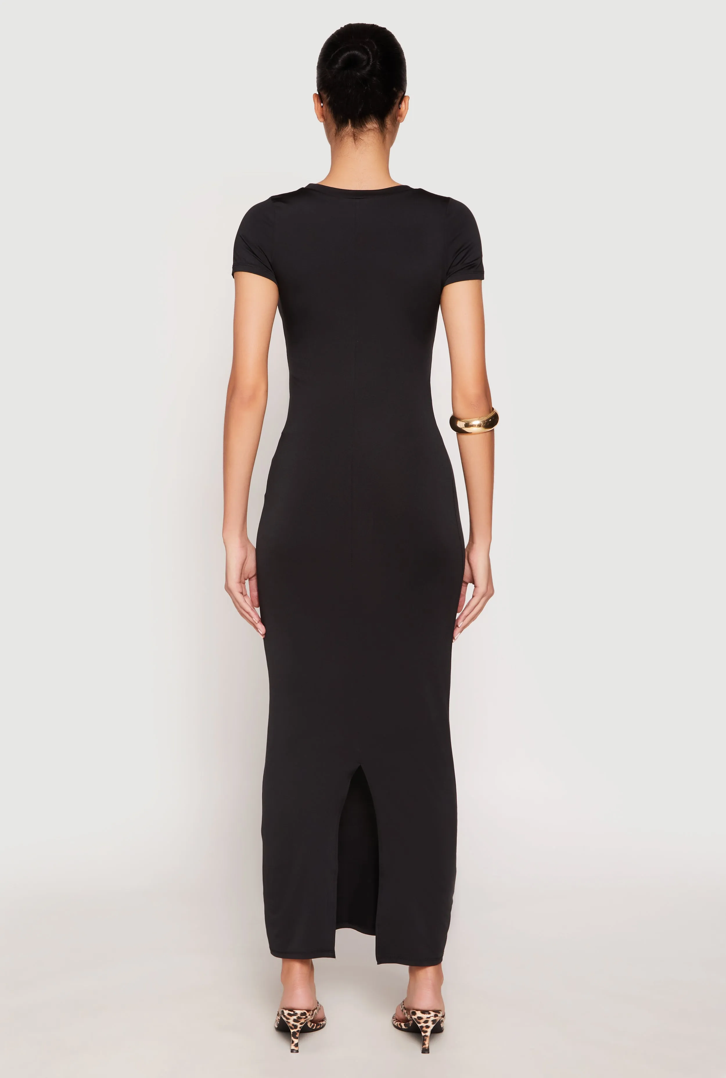 Short Sleeve Slit Back Maxi Dress sold by Rainbow product image thumbnail 3