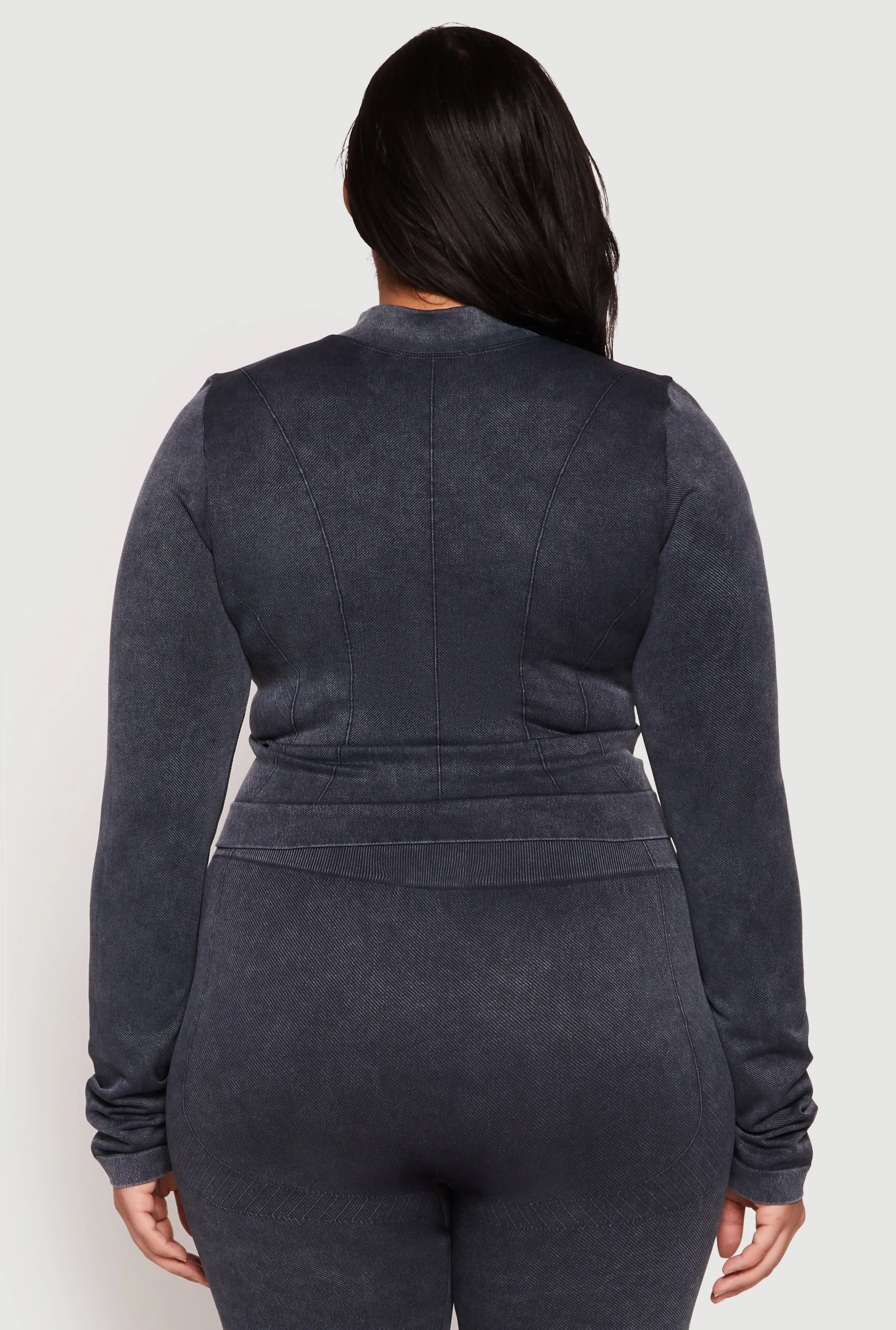 Plus Size Seamless Acid Wash Mock Neck Track Jacket sold by Rainbow product image thumbnail 5